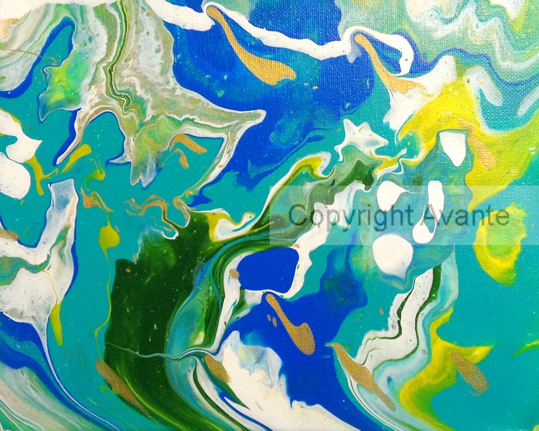 Aqua Lagoon ART PRINT - Abstract Acrylic Fluid Pour Painting ...