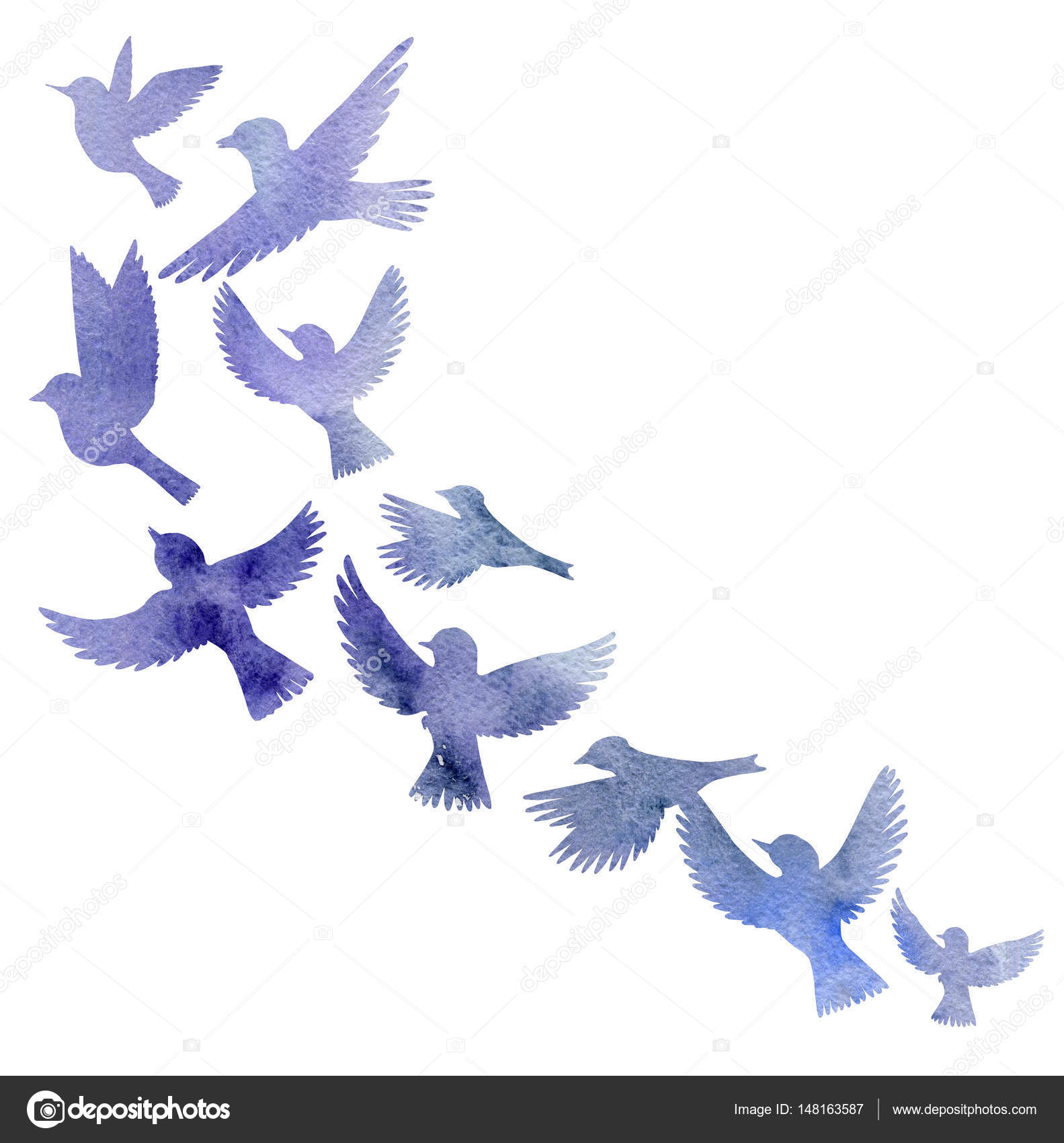 watercolor flying birds silhouettes — Stock Photo © cat_arch_angel ...