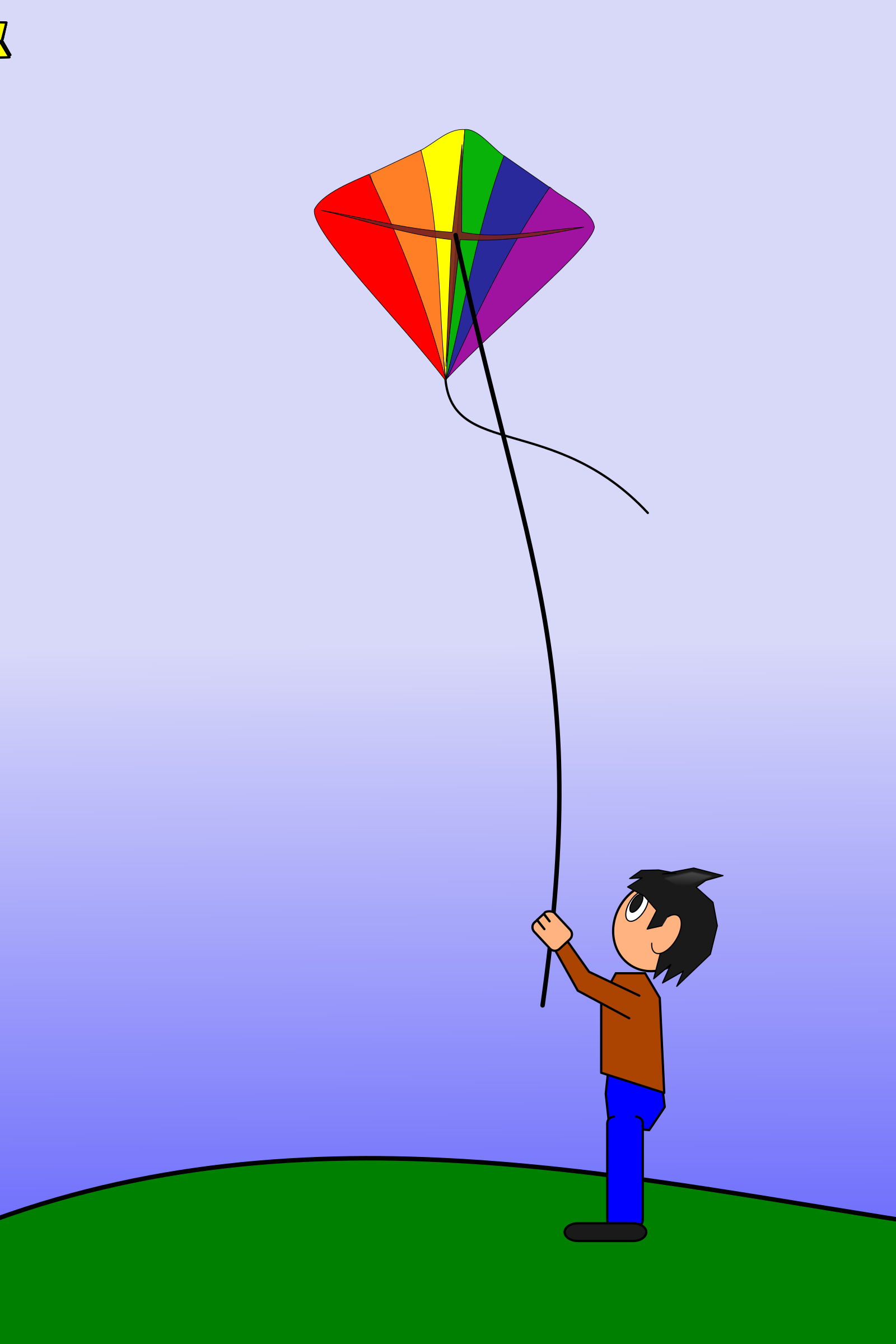 Clipart - Animation of a Boy Flying a Kite