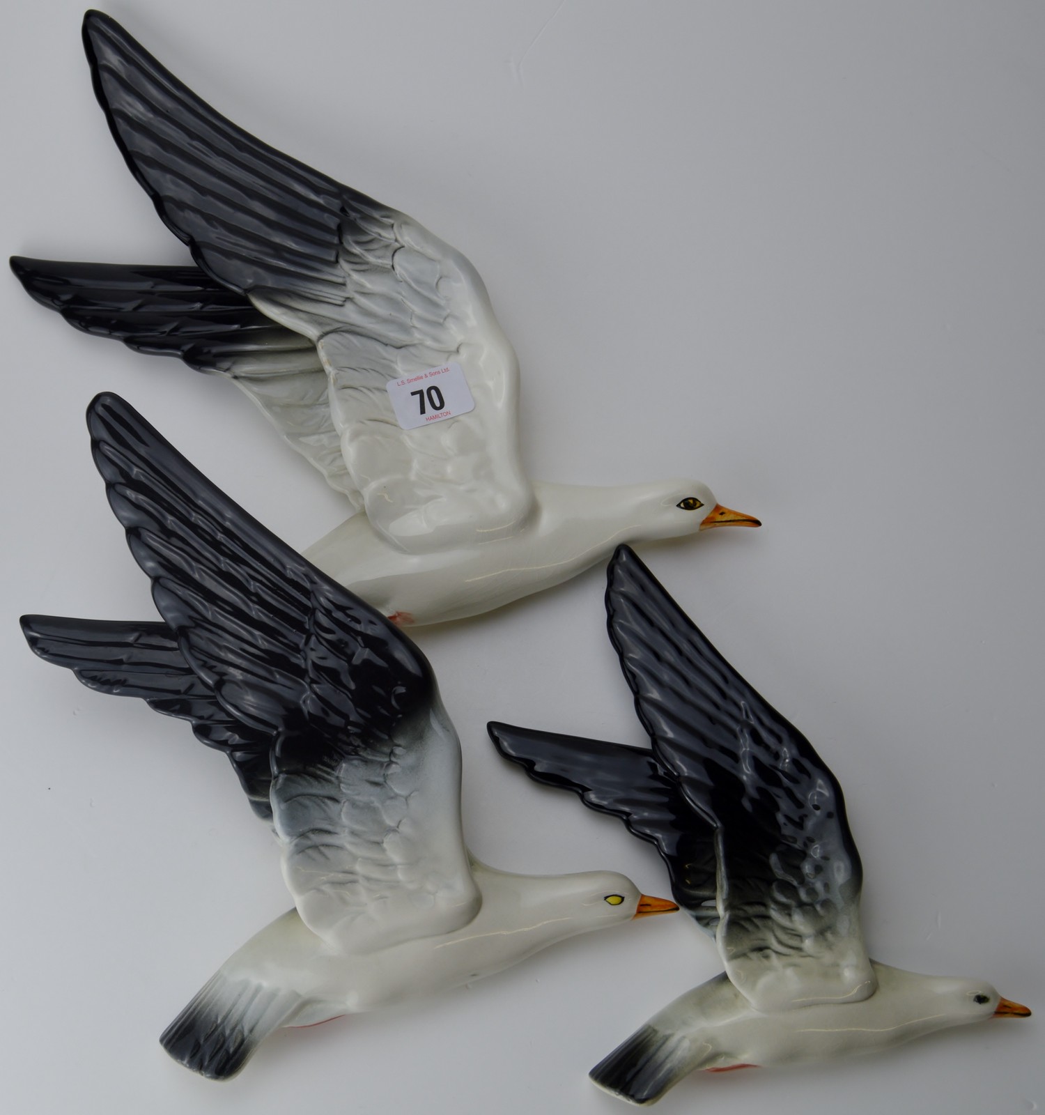 SET OF 3 BESWICK GRADUATED FLYING SEAGULL WALL PLAQUES MODELS NUMBER 922
