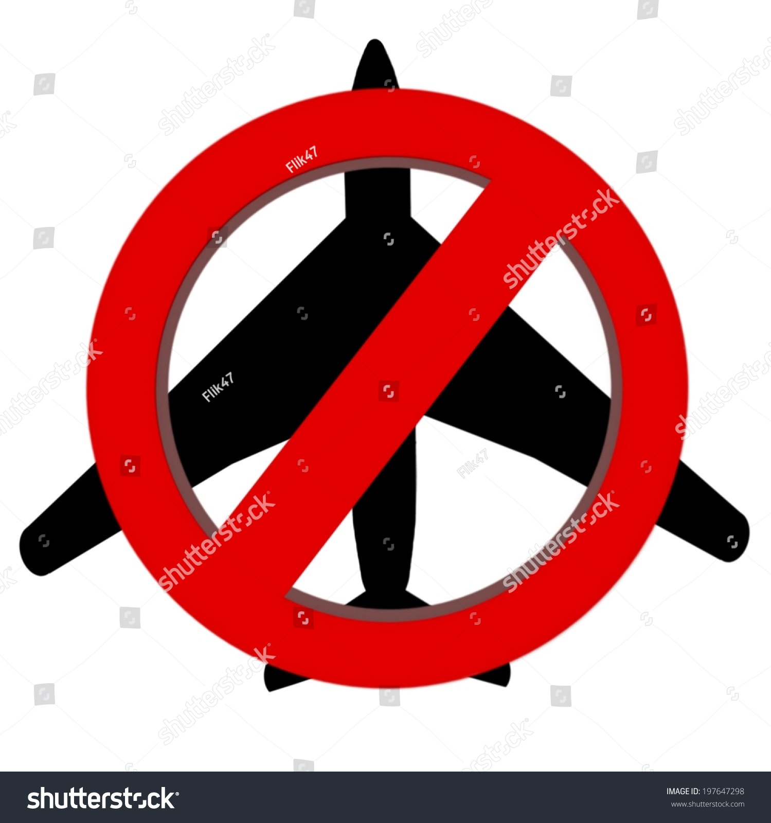Red Prohibition No Flying Sign On Stock Illustration 197647298 ...