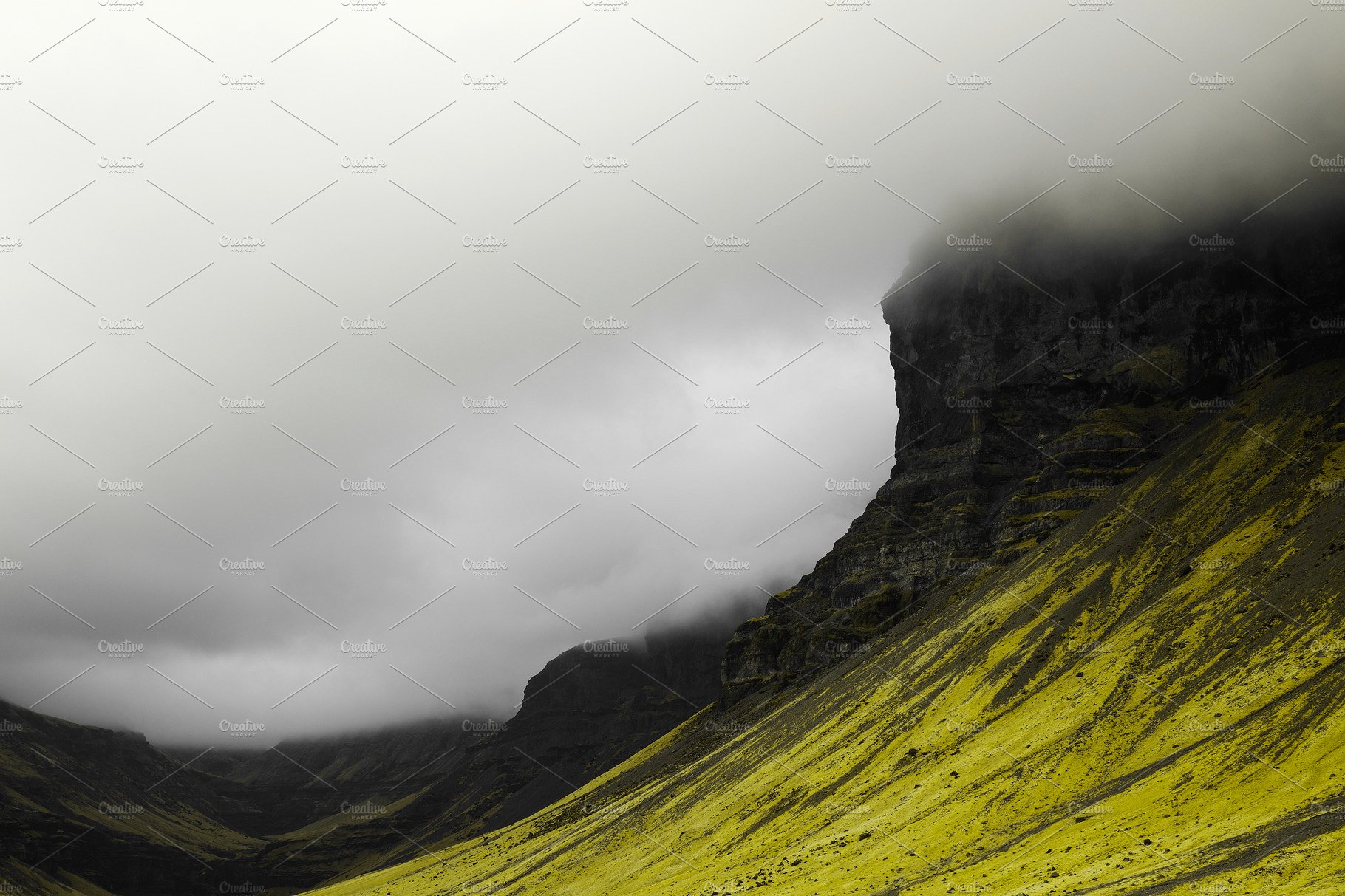 Foggy Kalfafell Mountains ~ Nature Photos ~ Creative Market