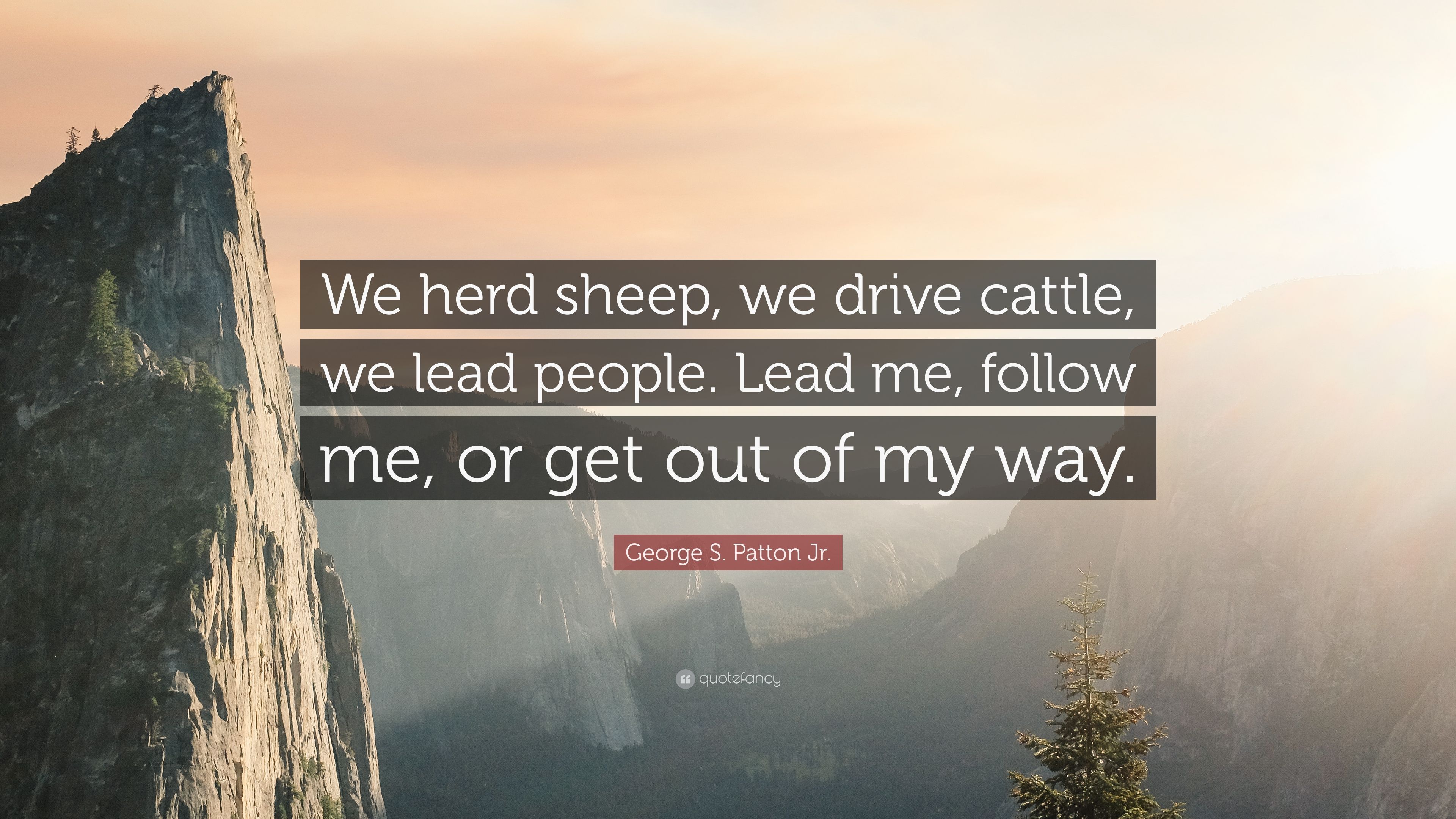 George S. Patton Jr. Quote: “We herd sheep, we drive cattle, we lead ...