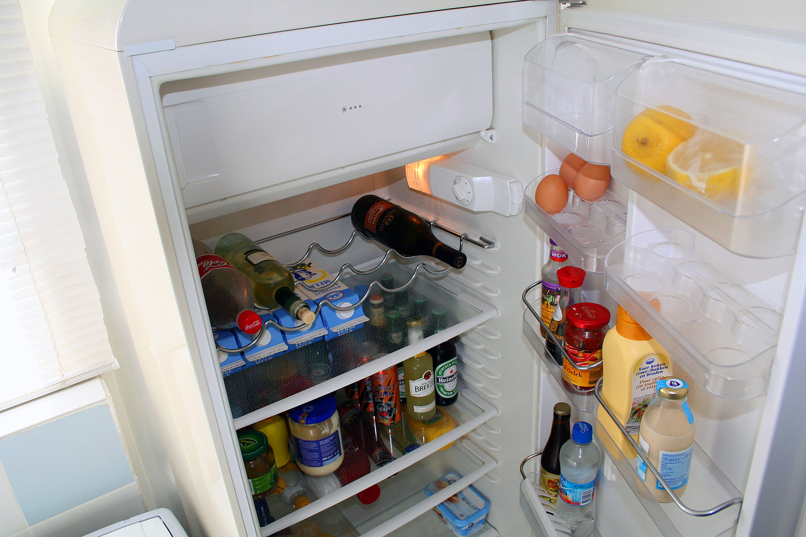Food inside a fridge photo