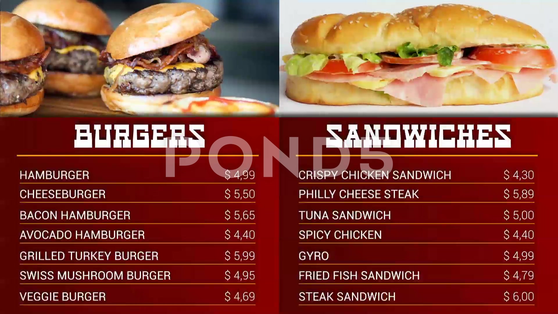 After Effects Template: Fast Food Menu Board #61153447