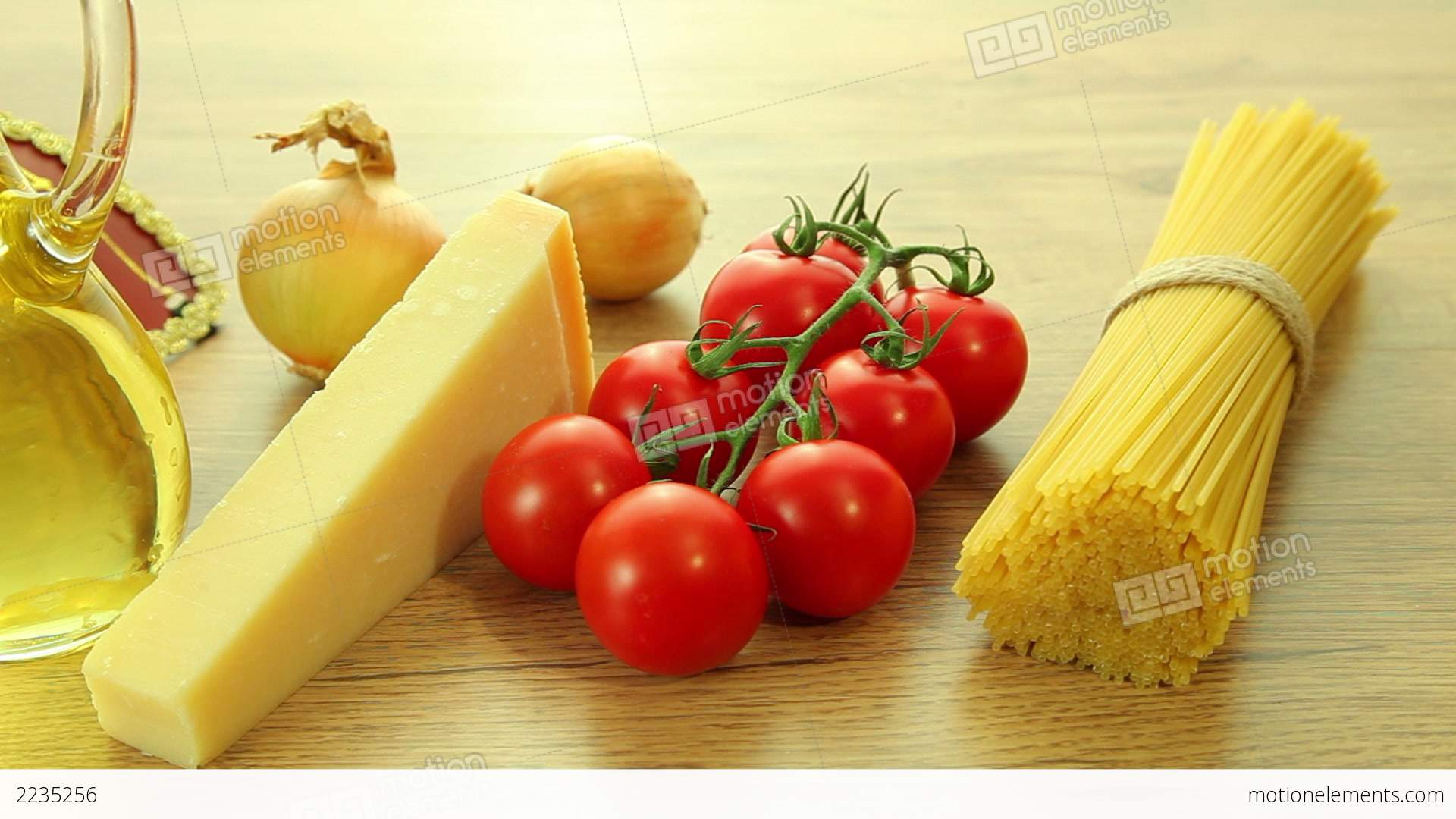 Fresh Italian Food Ingredients On Table Stock video footage | 2235256