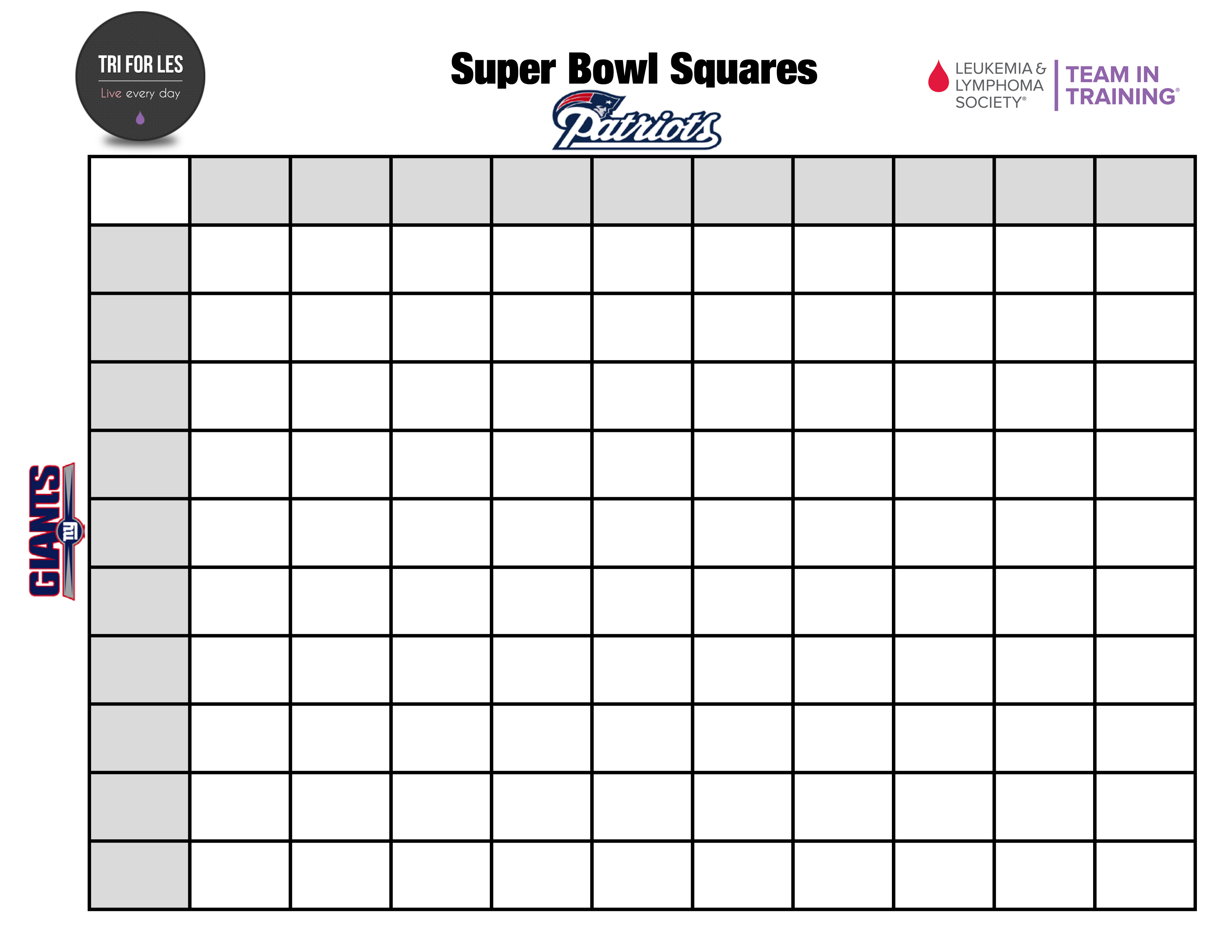 Super Bowl Squares Pool for Charity! | Tri for Les