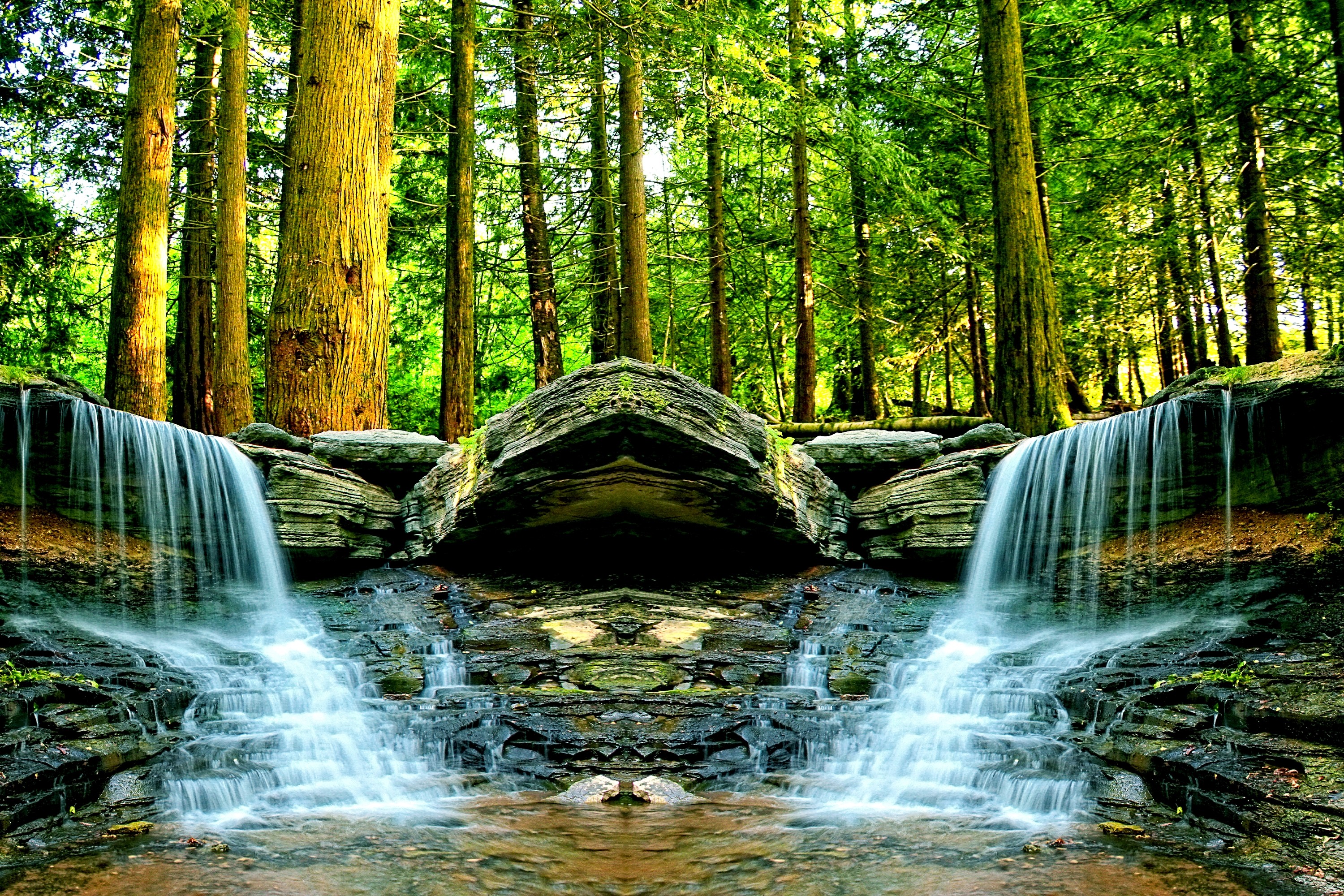 Waterfall: Waterfall Forest Waterfalls Nature Double Rock Hd ...
