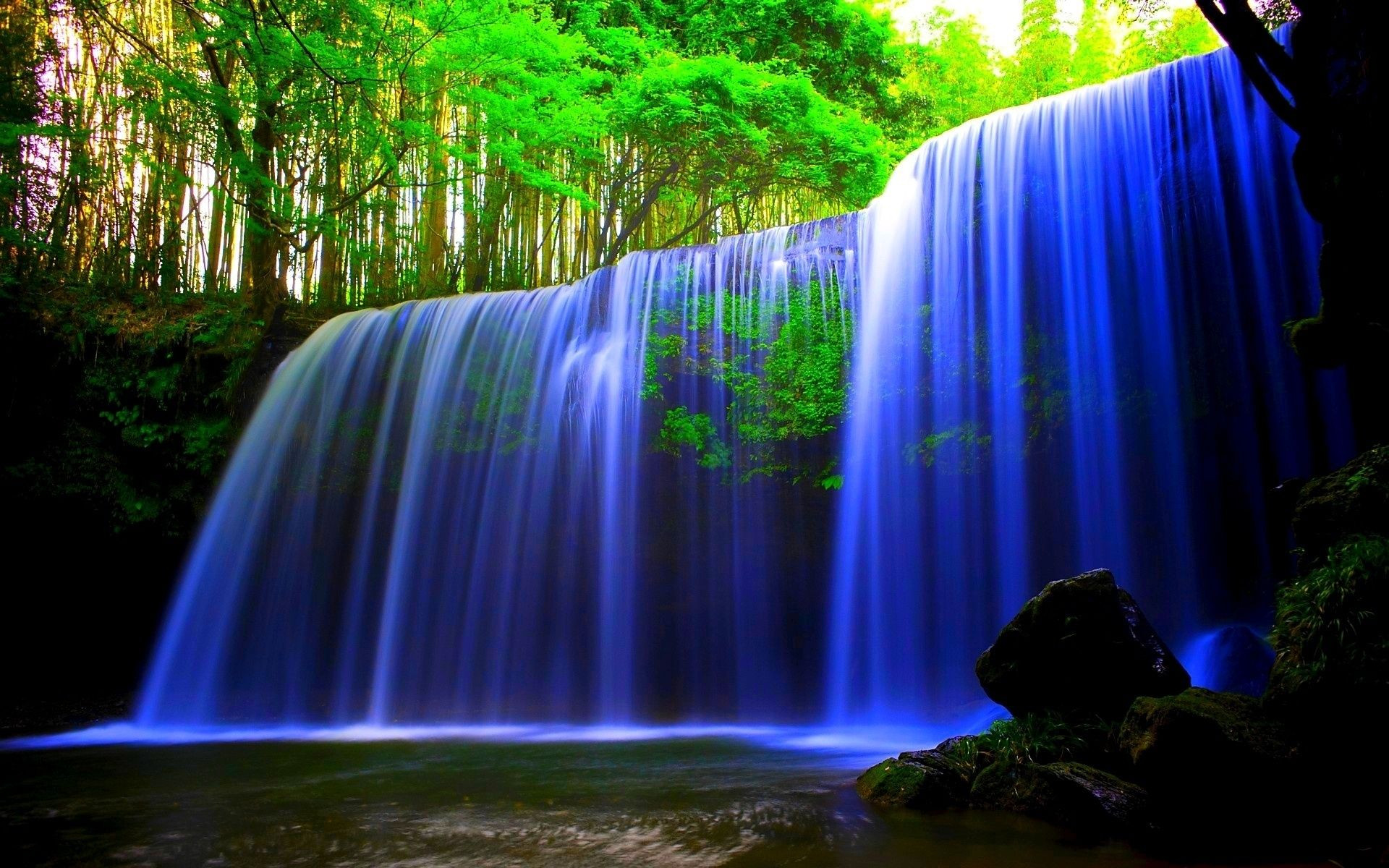 Rainforest Waterfalls Blue Waterfall Forest Wallpapers Pictures ...