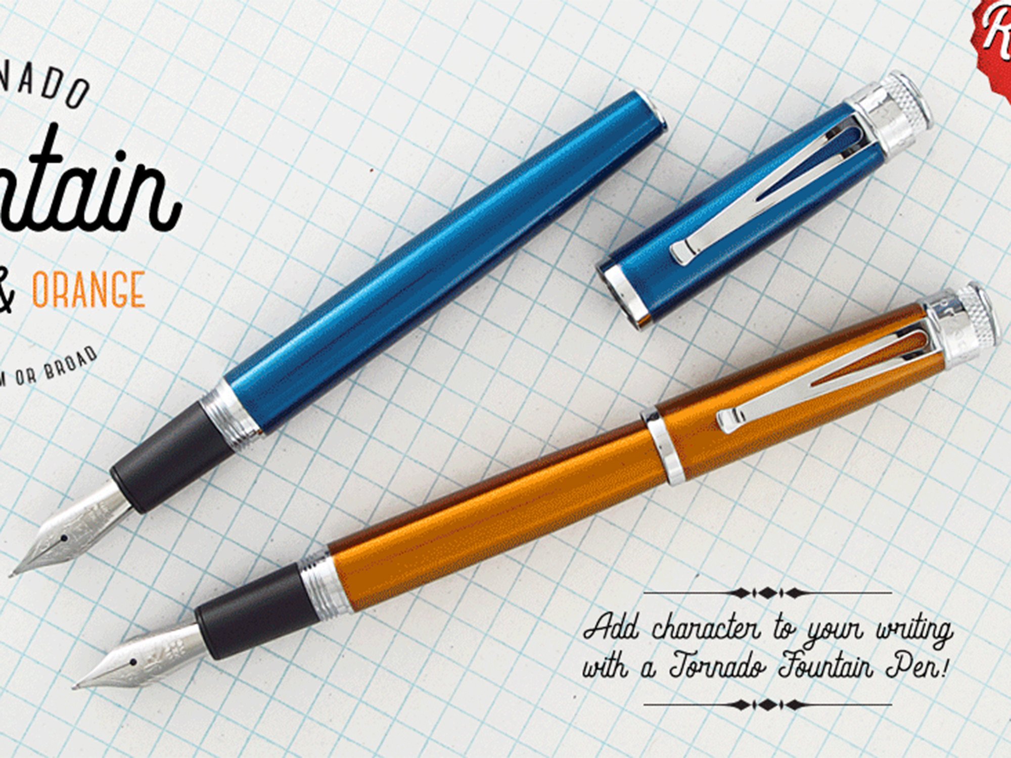 Retro 51 Tornado Fountain Pen - Orange Lacquer – Jenni Bick Bookbinding