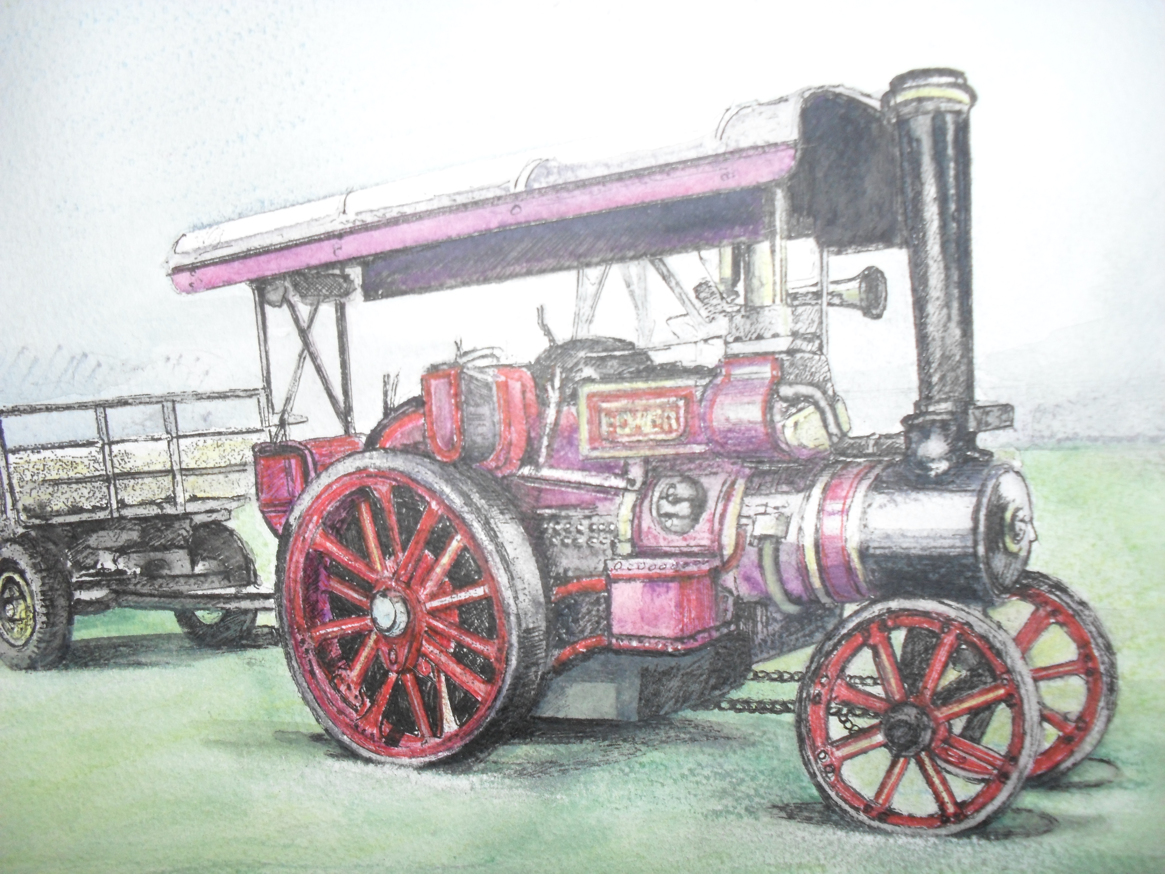 Fowler Steam Traction Engine, Art, Paintings, Modern Painters, Nottingham:, HQ Photo