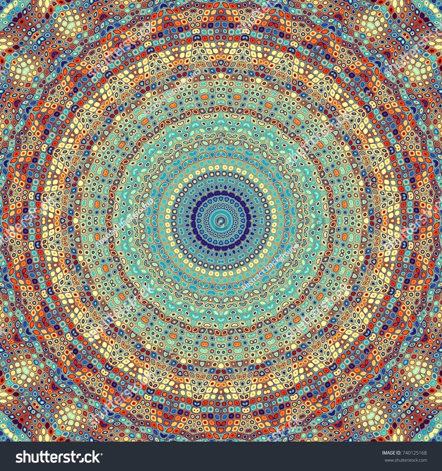 Abstract Digital Fractal Pattern Round Mandala Stock Illustration ...