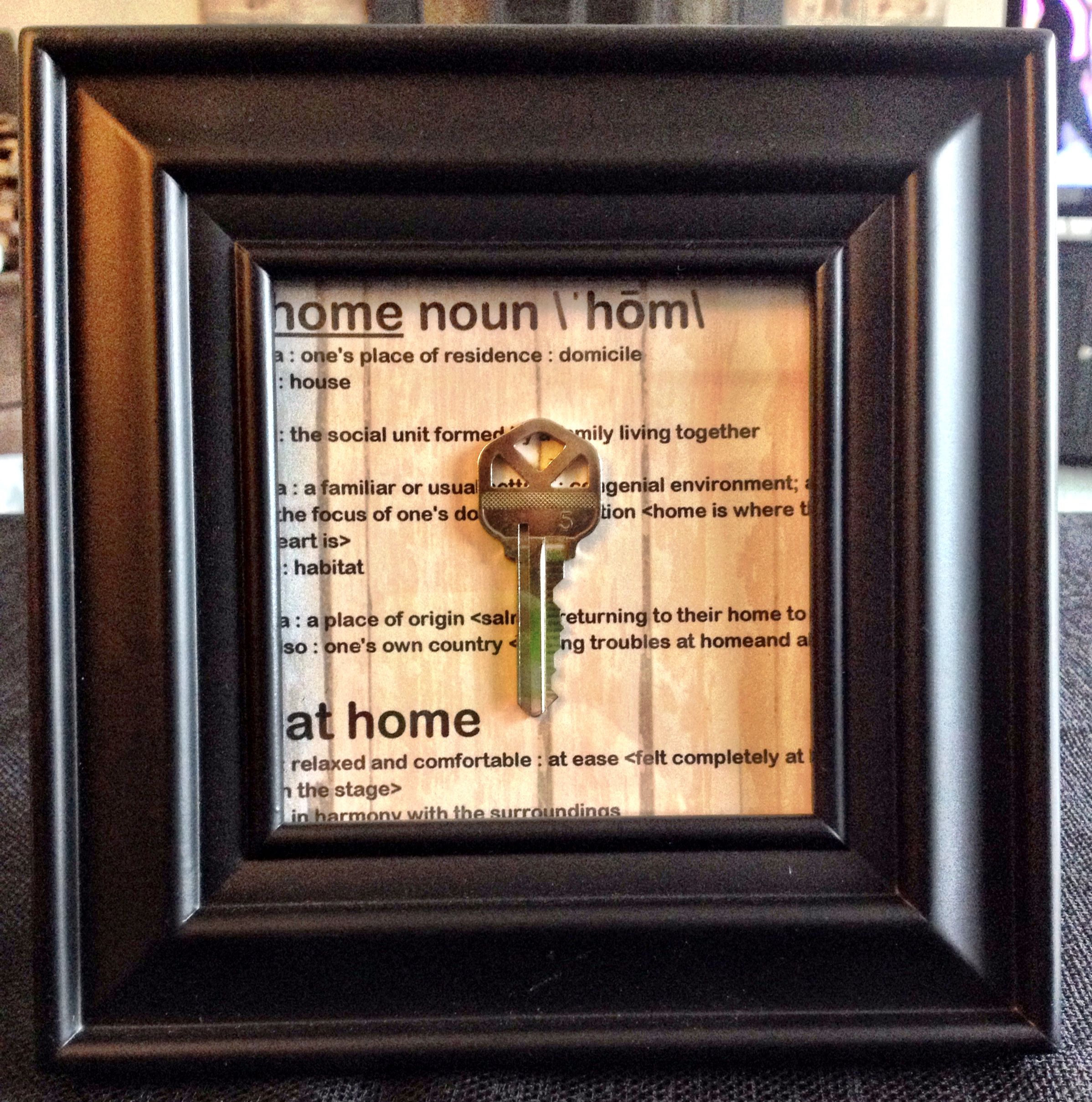 First house key framed. You can price compare for picture frames ...