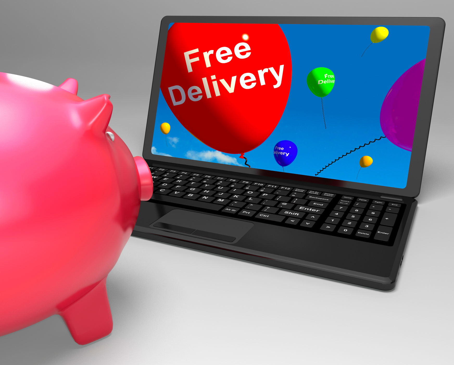 Free delivery on laptop showing free shipping photo