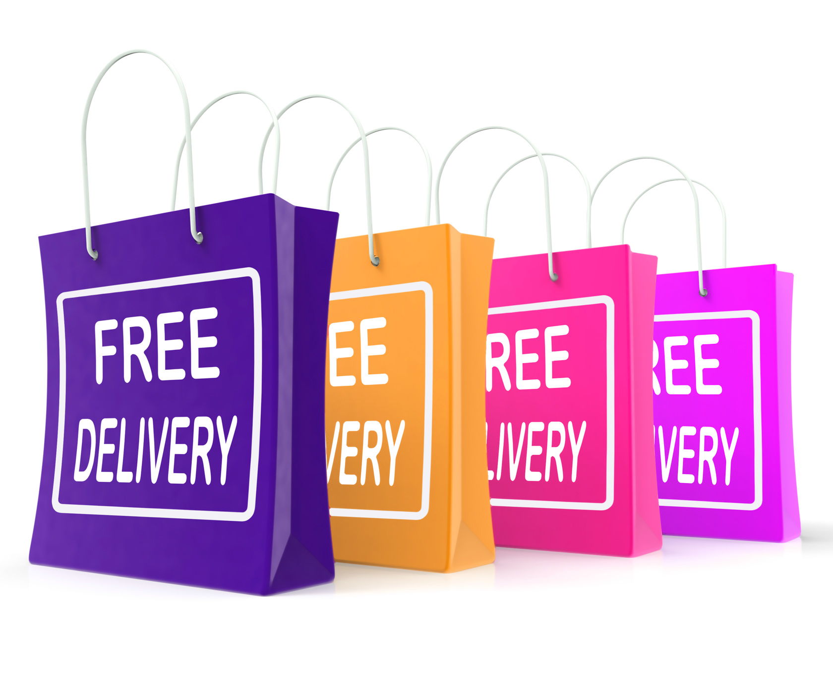 Free delivery shopping bags showing no charge or gratis to deliver photo