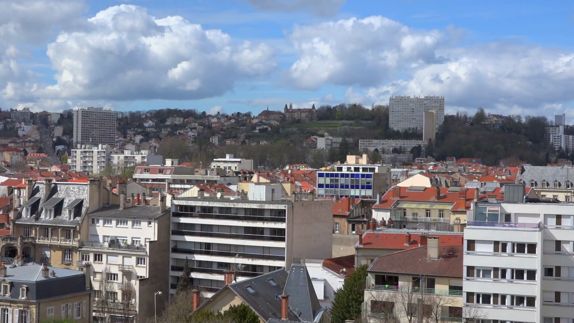 Nancy - French city panorama - sunny day - pan 50 Fps Stock Video ...