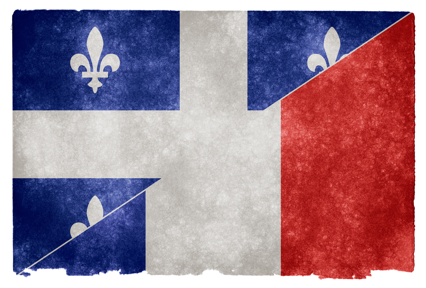 French Language Grunge Flag, Aged, Quebecoise, Lis, Lys, HQ Photo