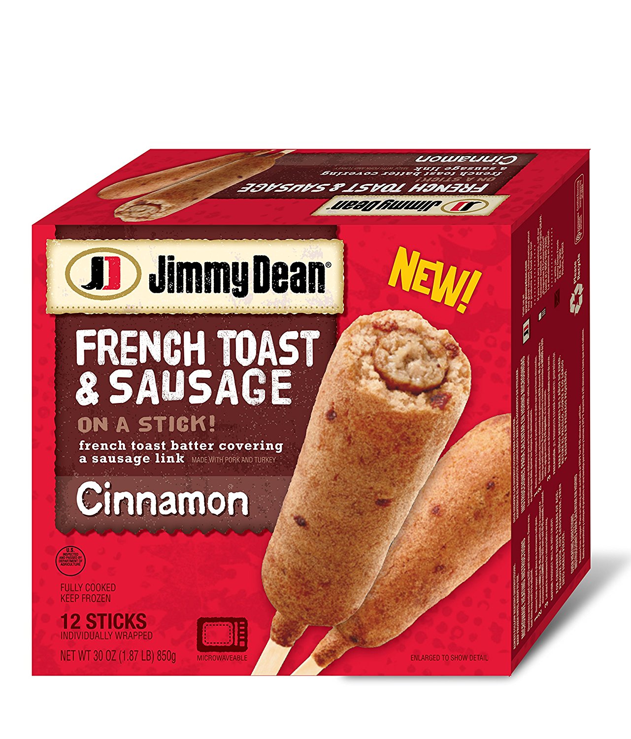 Jimmy Dean French Toast and Sausage on a Stick, Cinnamon, 12 Count ...
