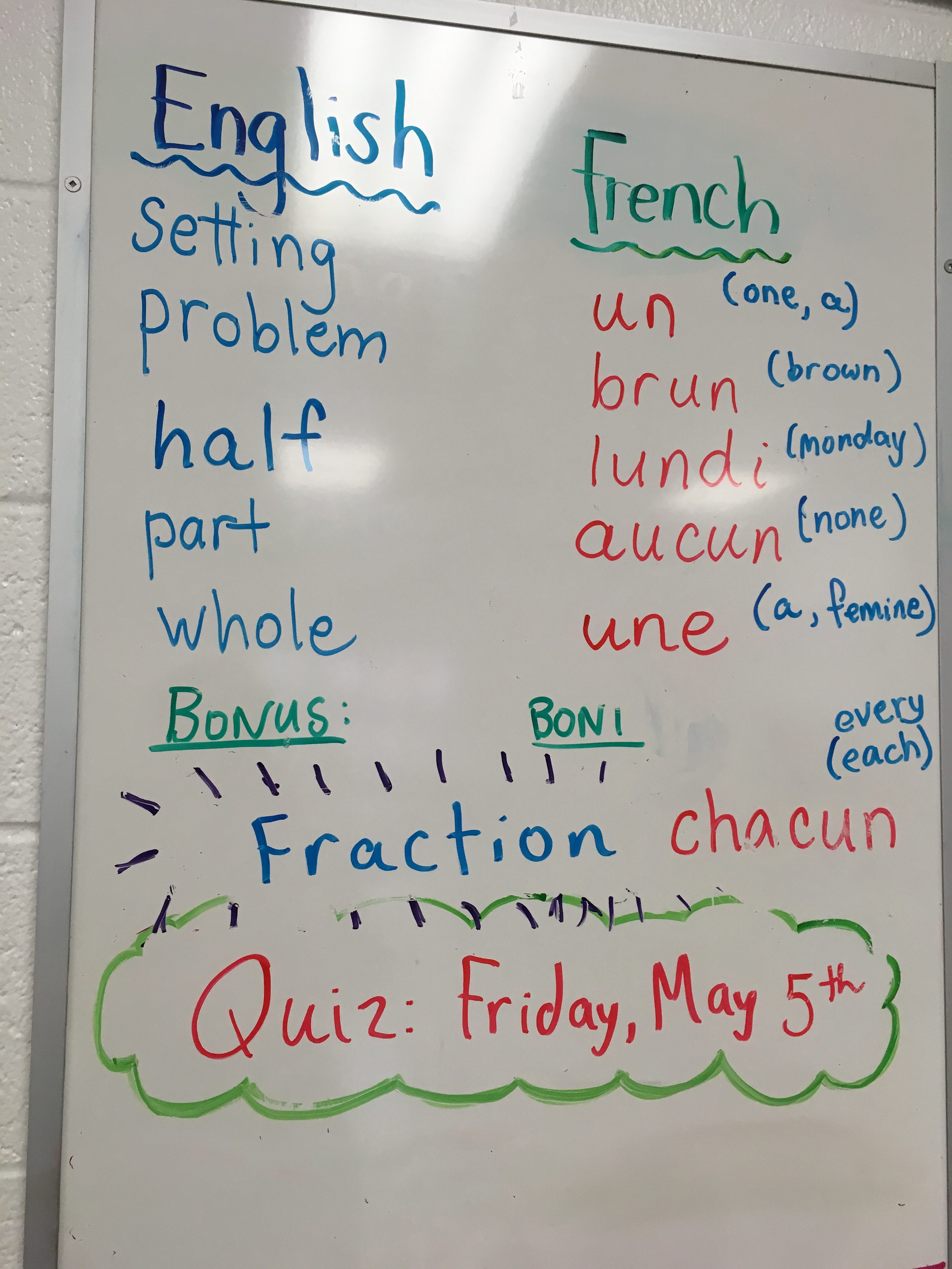 Weekly French & English Spelling Words | La classe de Mlle Glenn-Lynes