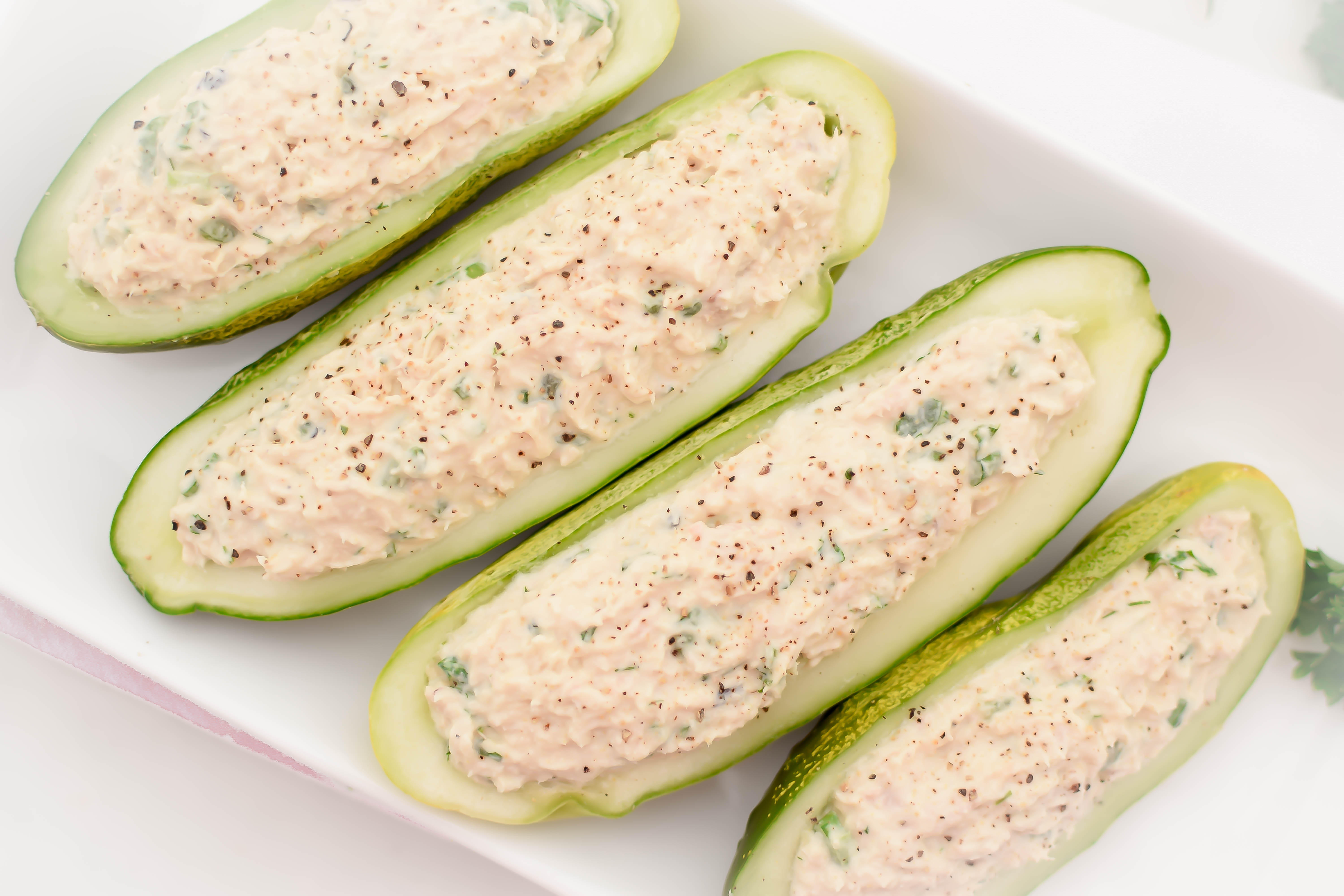 Tuna Salad Cucumber Boat » Emily Kyle Nutrition