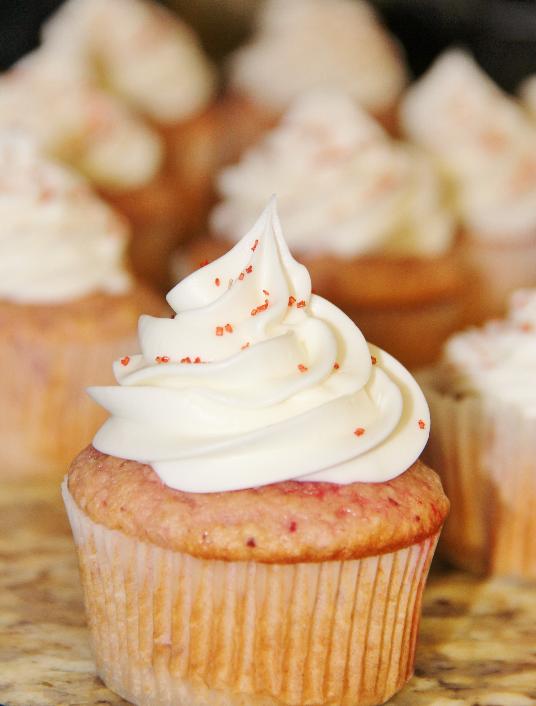 Fresh Strawberry Cupcakes with Almond Buttercream - AMFT