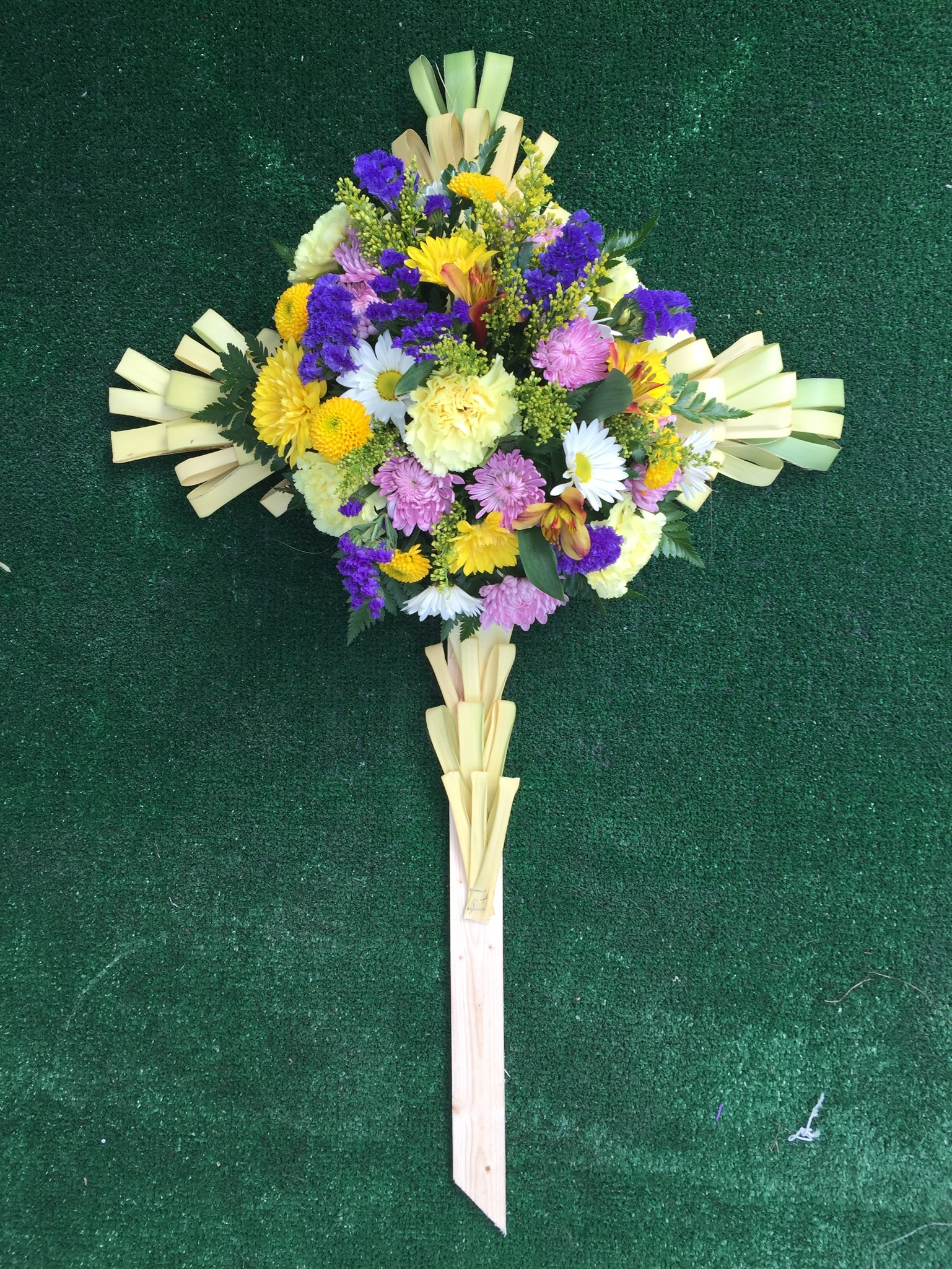 47 d. Fresh Flower Palm Cross - National Floral Design