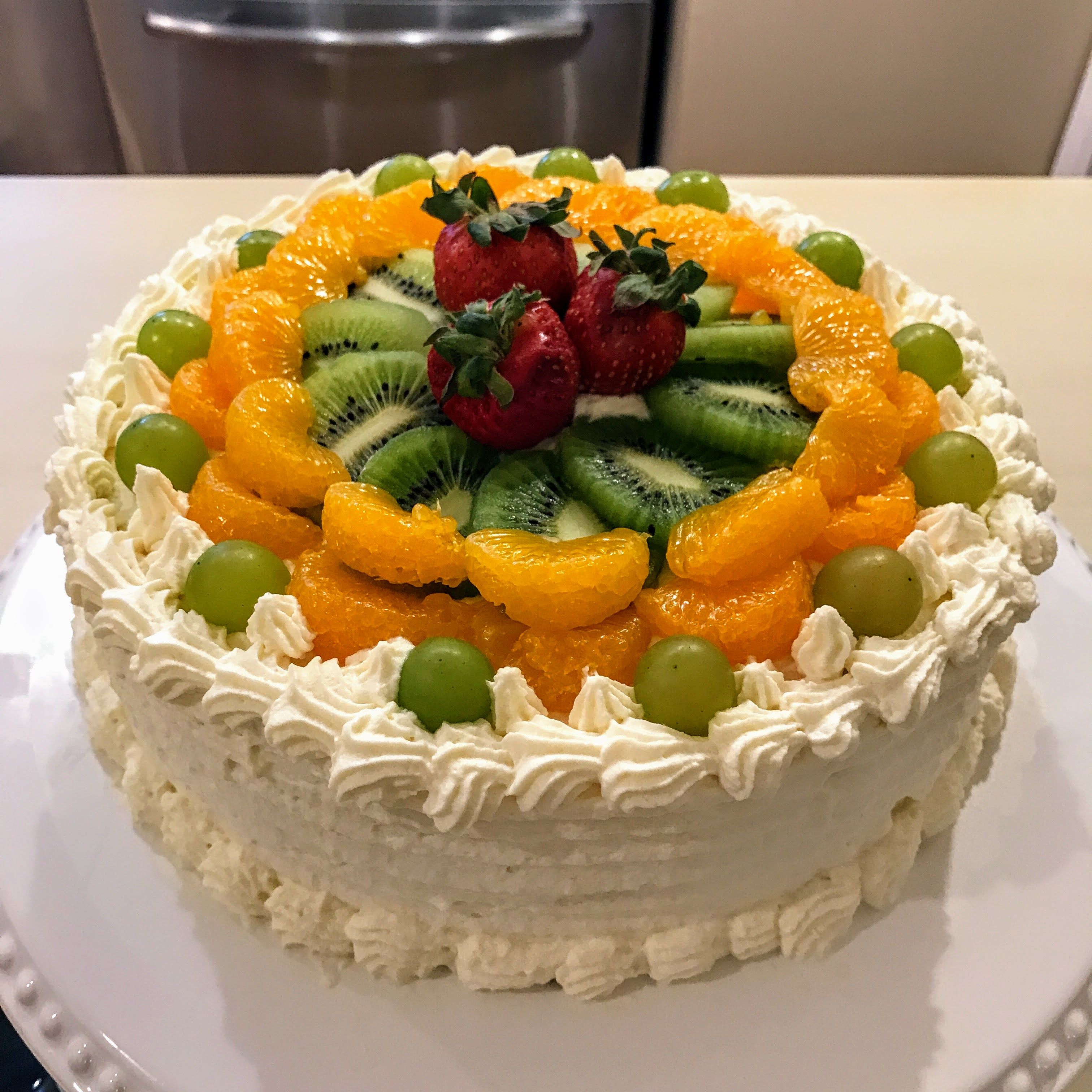 Baked a Hong Kong Bakery Style Fresh Fruit Cake for Dad's birthday ...