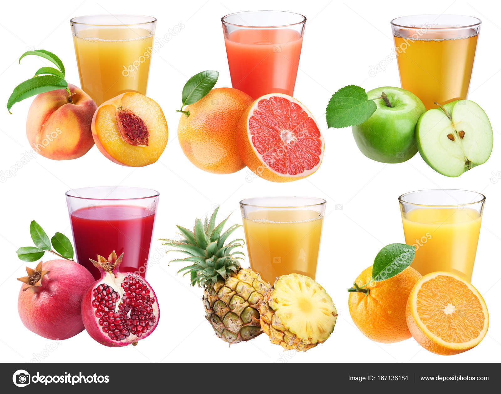 Glasses of fresh juice and fruits around them. — Stock Photo ...