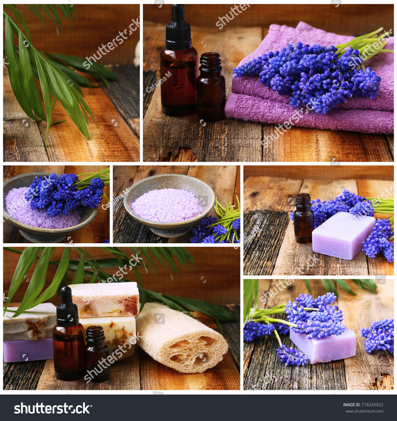 Spa Collage Flowers Bath Salt Wellness Stock Photo (Royalty Free ...