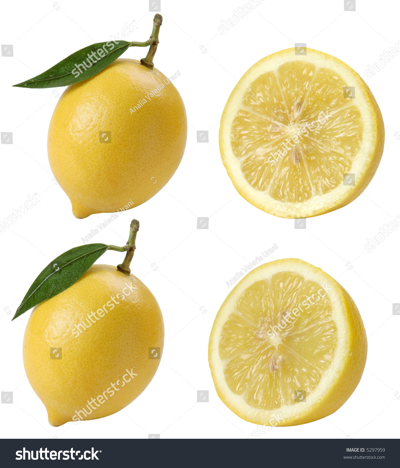 Fresh Lemons Combo Image Isolated On Stock Photo (Royalty Free ...