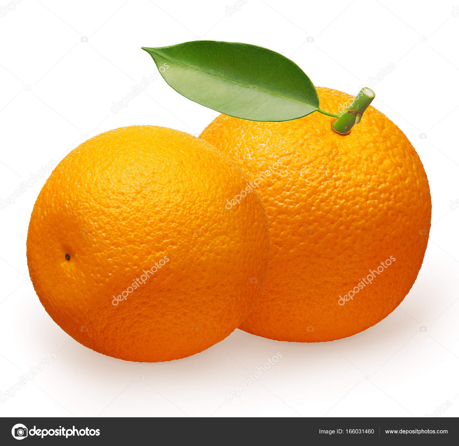Whole fresh orange fruit with green leaf next to lying — Stock Photo ...