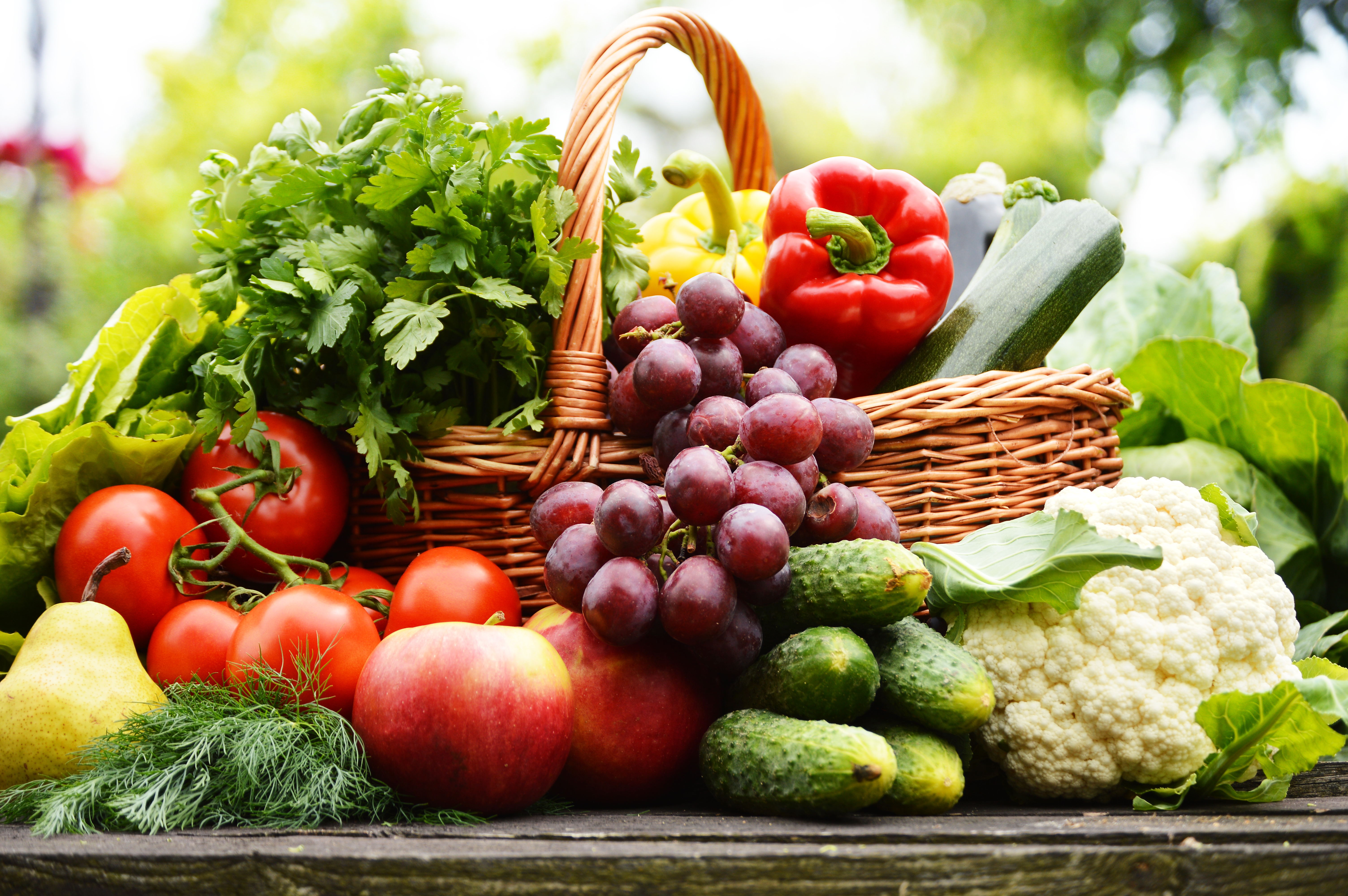 Fresh Organic Vegetables In Wicker Basket In The Garden | Leah ...