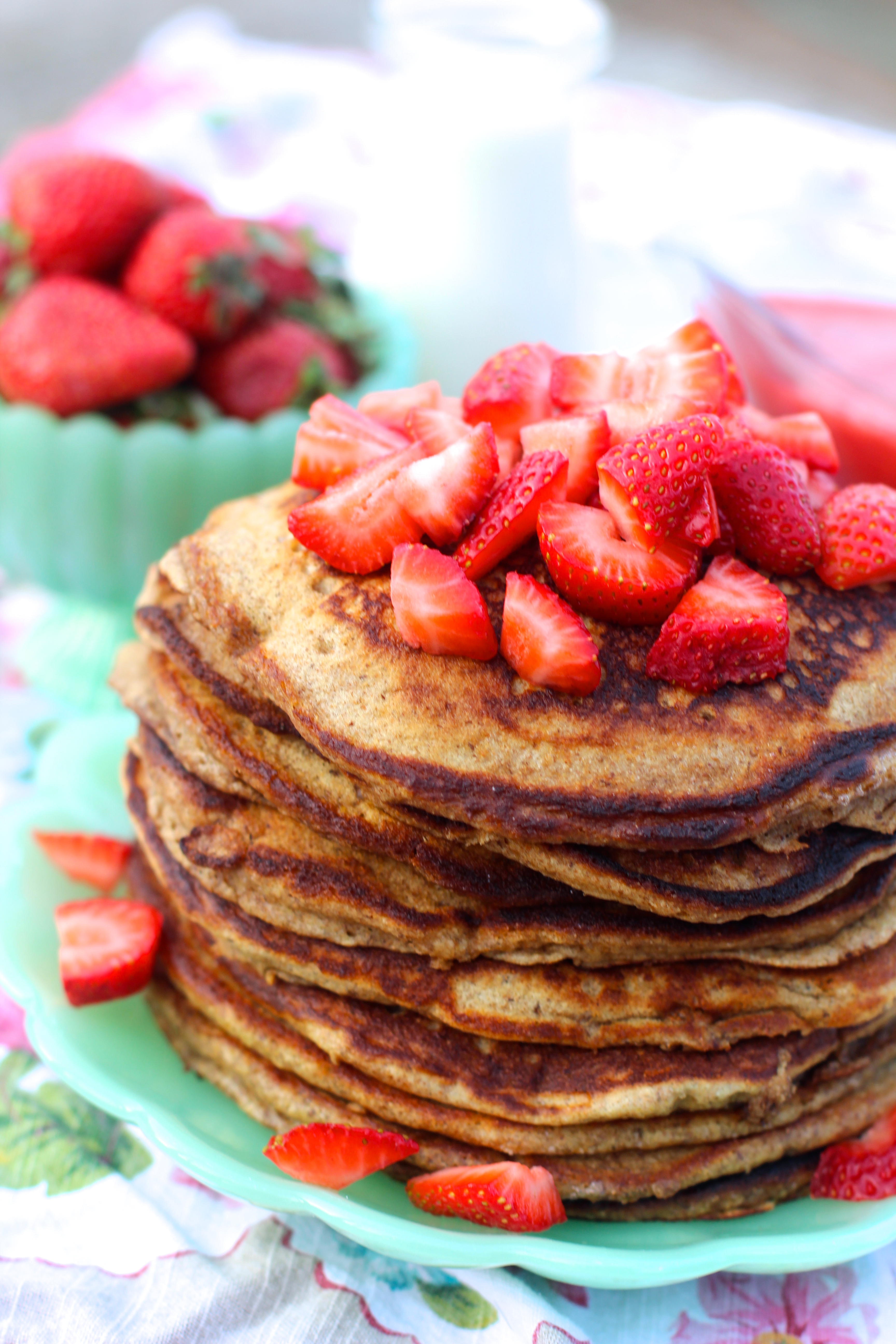 Whole Wheat Pancakes with Strawberry Syrup - The Seaside Baker