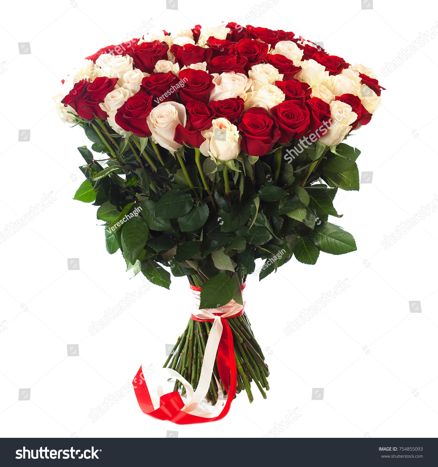 Bouquet Many Two Color Fresh Roses Stock Photo 754855093 - Shutterstock