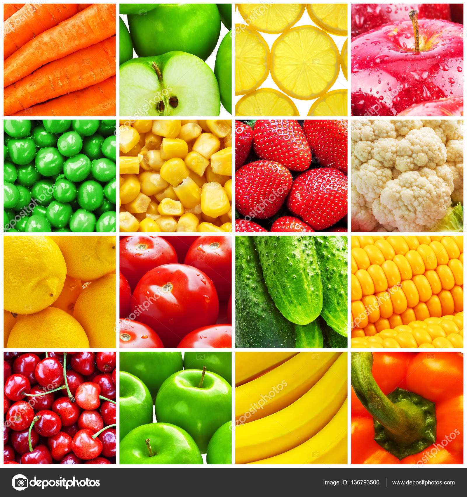 Collage from fresh fruits and vegetables — Stock Photo © scanrail ...