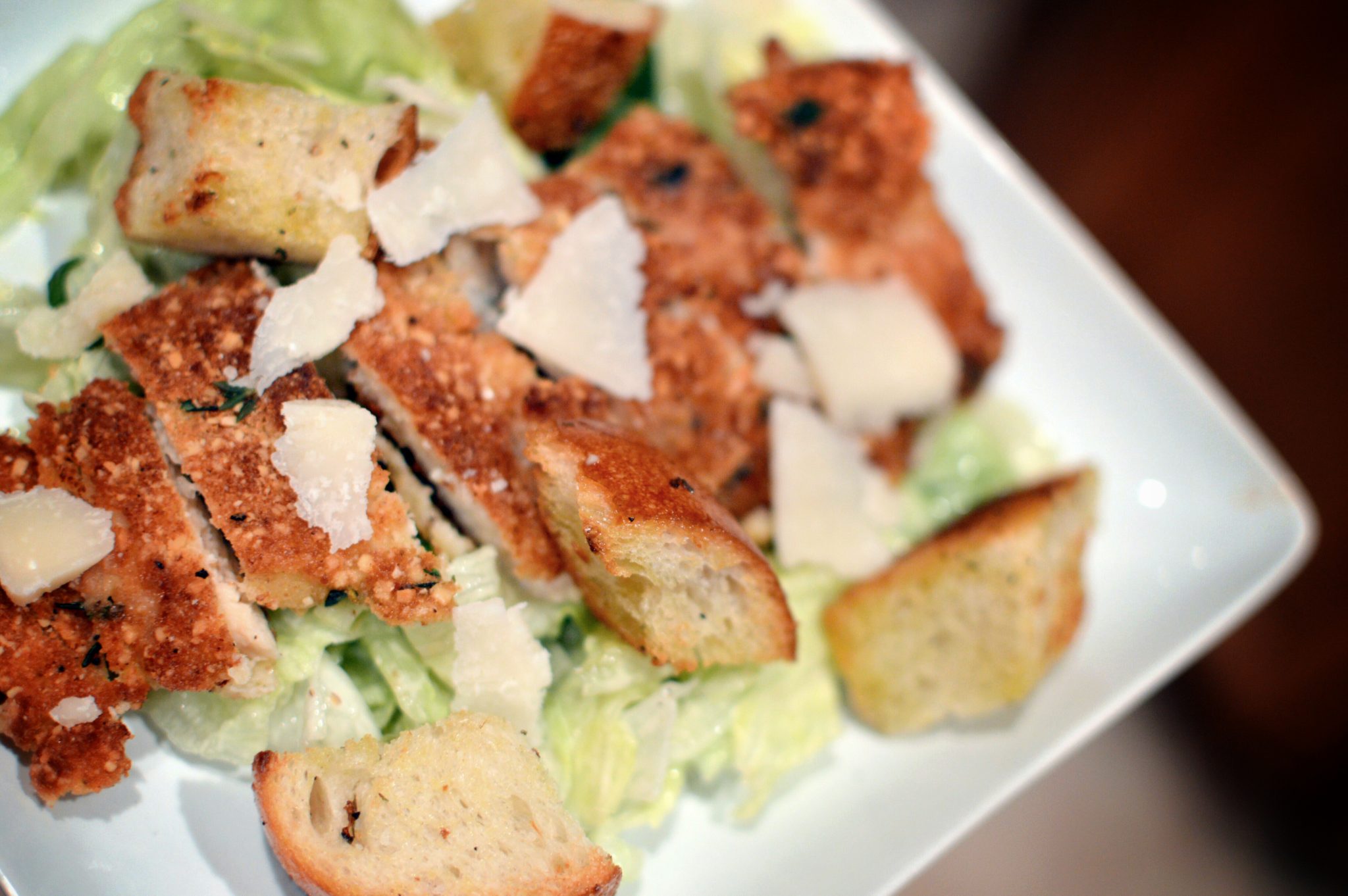 Pan Fried Chicken Caesar Salad | That Square Plate