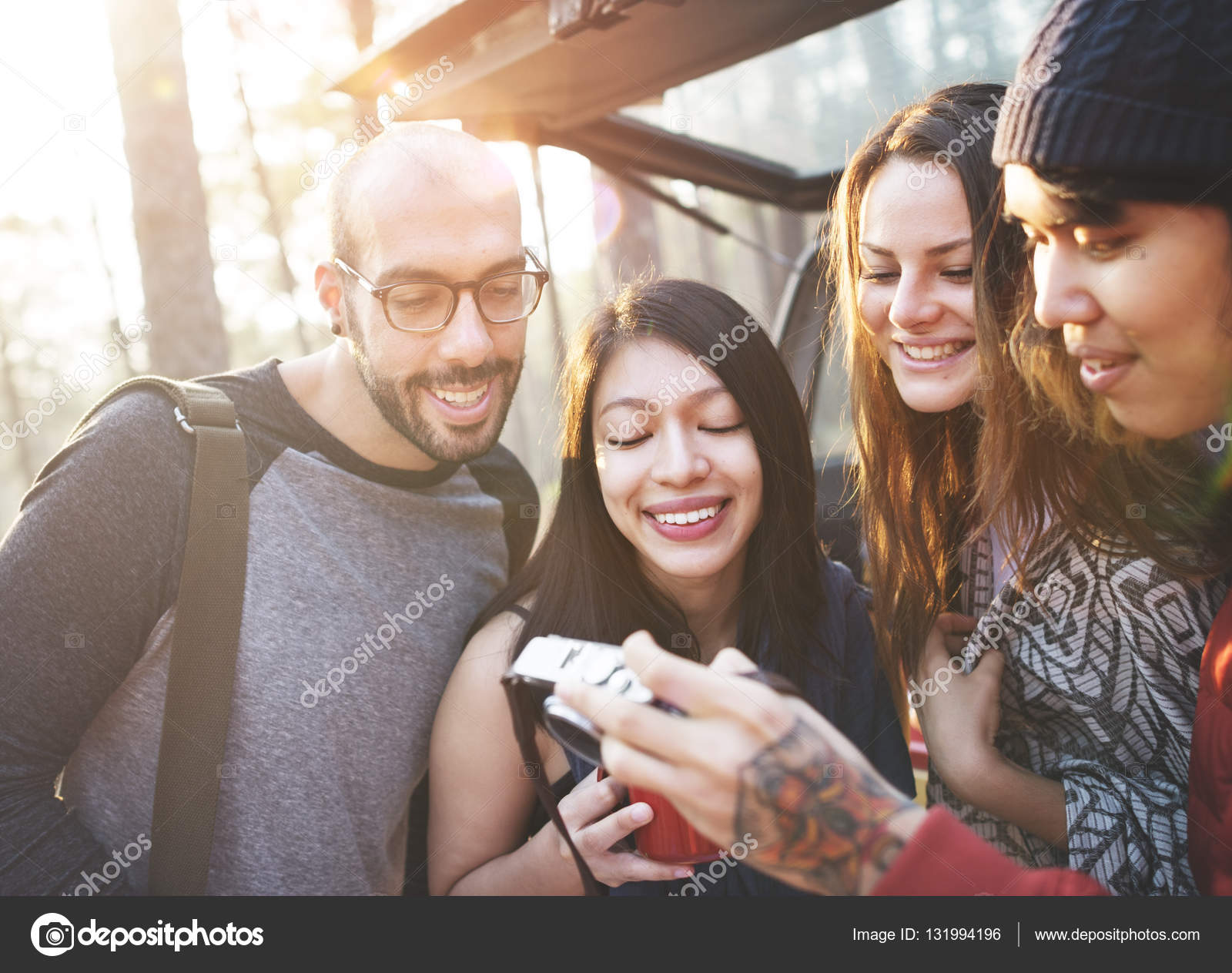 Young Friends Travelers with Camera — Stock Photo © Rawpixel #131994196