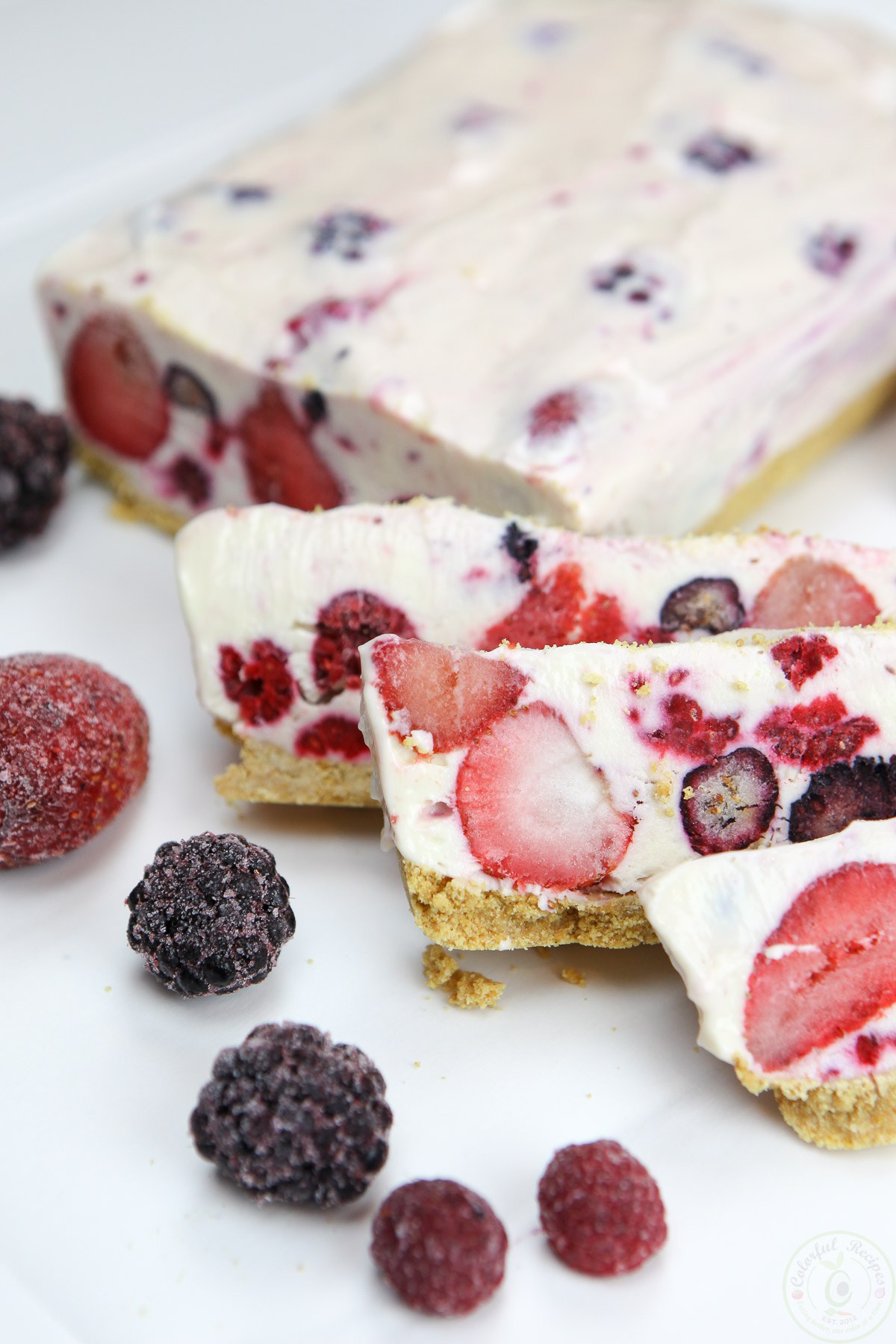 No Bake Frozen Berry Cheesecake - Colorful Recipes