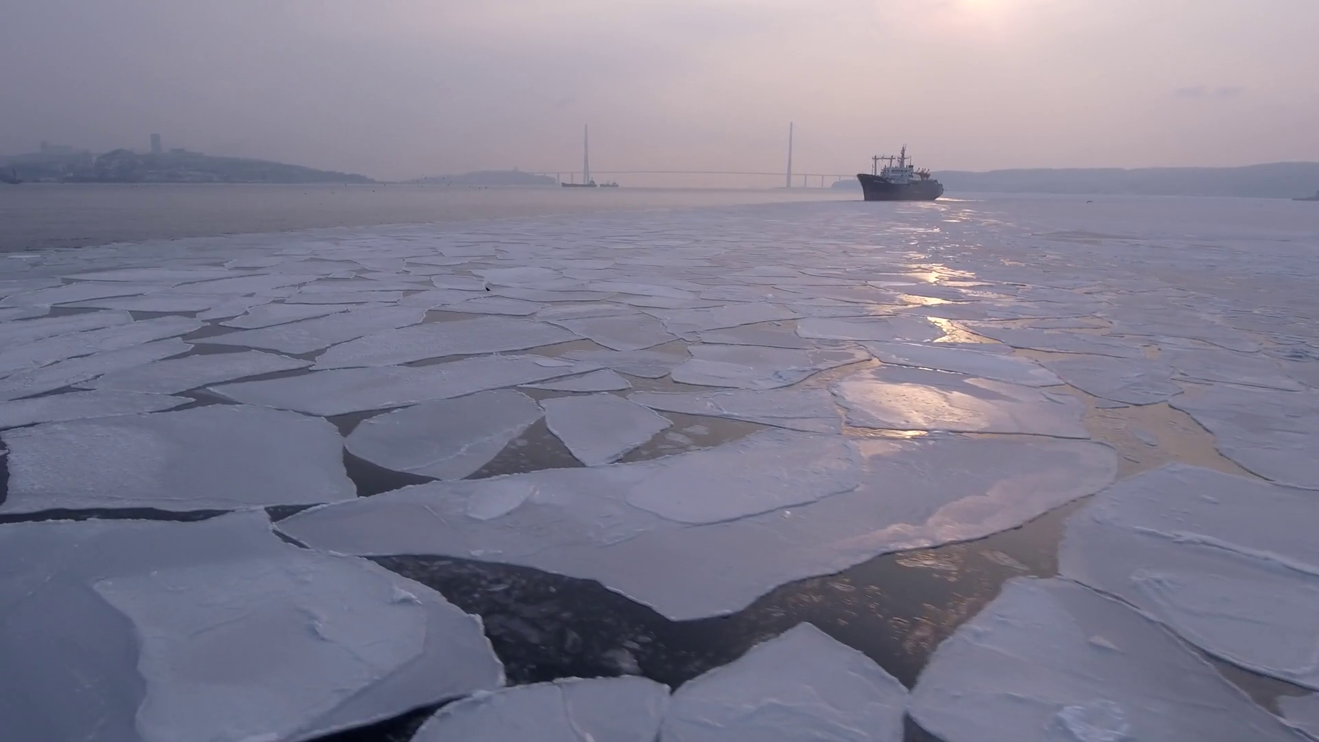 Russian Arctic North Navy ship boat in sea ocean. Frozen graphic ice ...