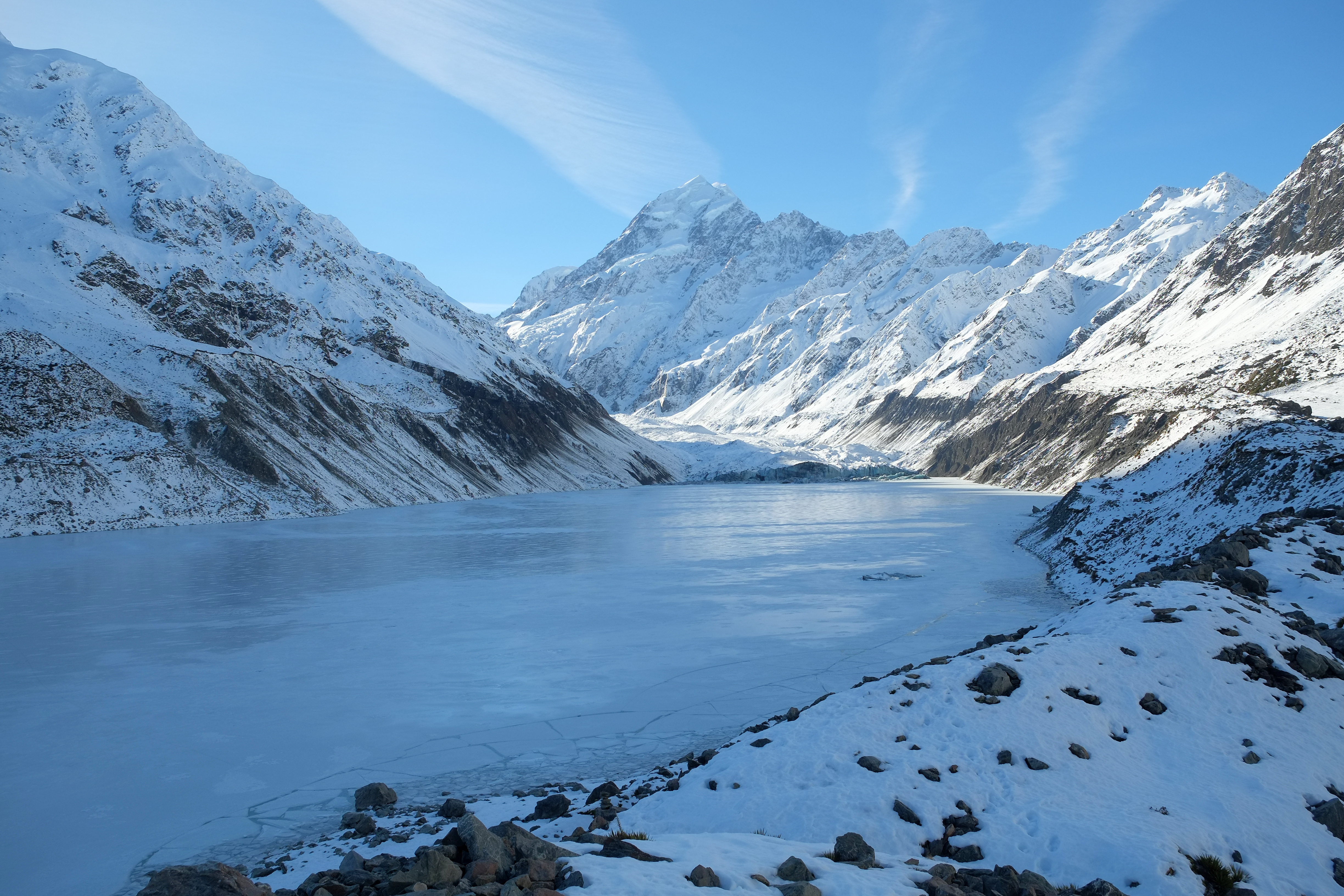 File:Frozen Hooker Glacier Lake and Hooker Glacier in winter with ...