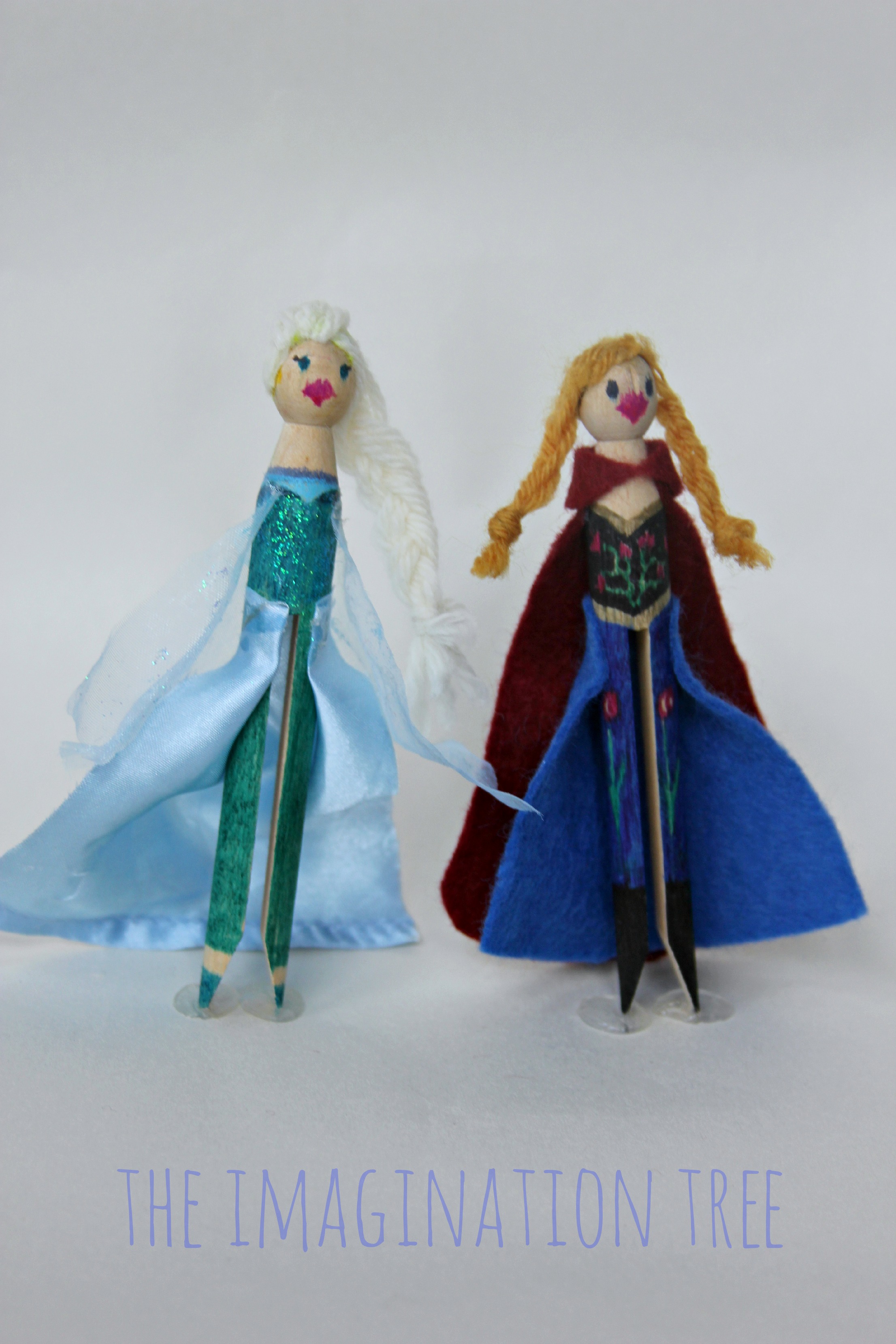 DIY Elsa and Anna Peg Dolls from Frozen - The Imagination Tree