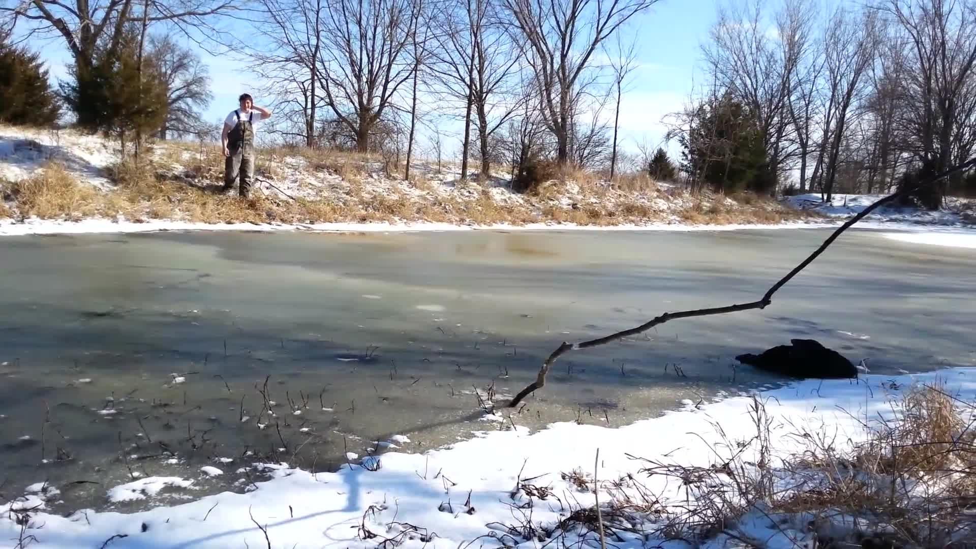 Guy Falls Through Frozen Backyard Pool | Jukin Media