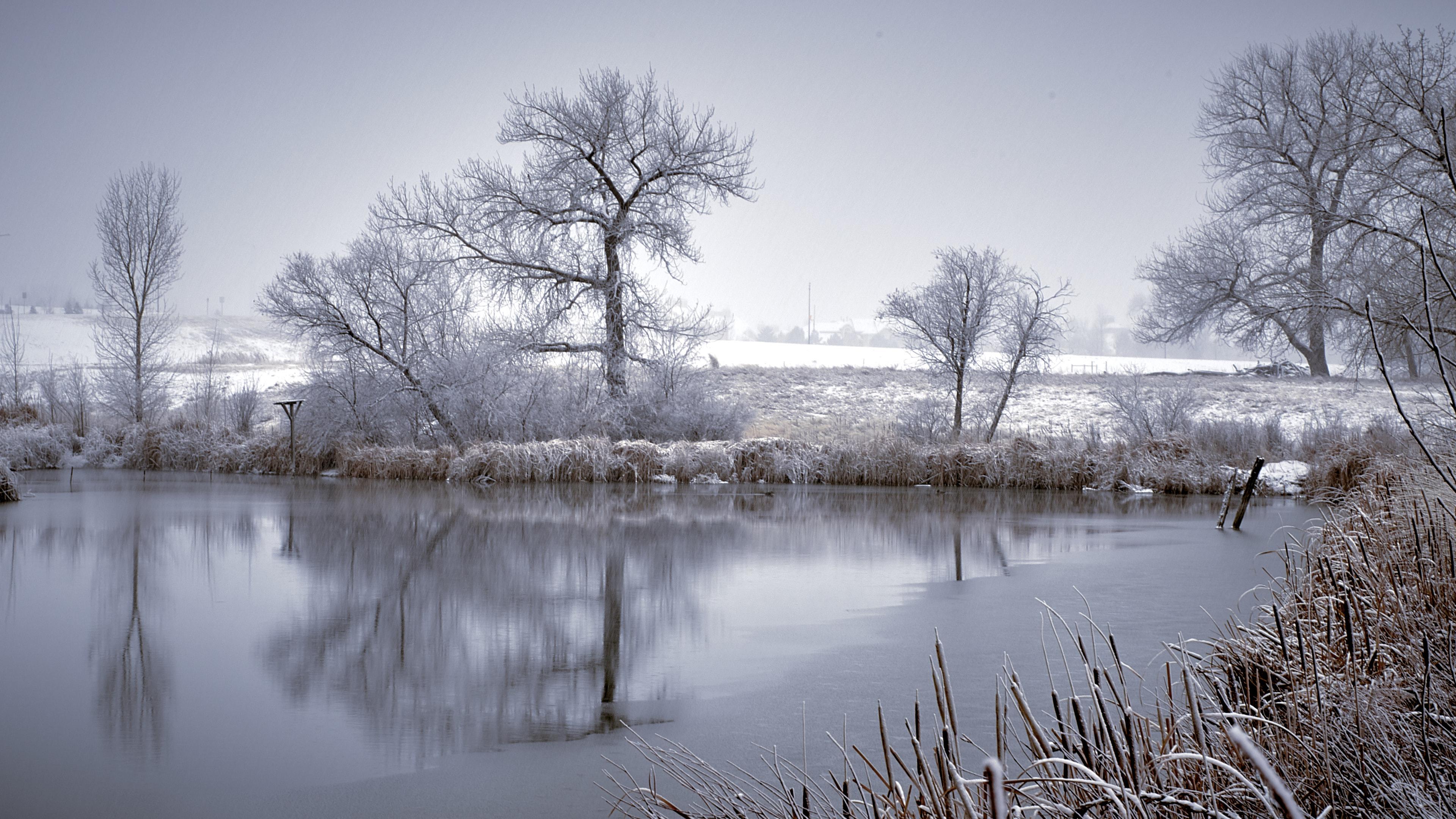 A Frozen Pond during Colorado Snowstorm. Nikon D850, ISO 46, 1/8s f ...