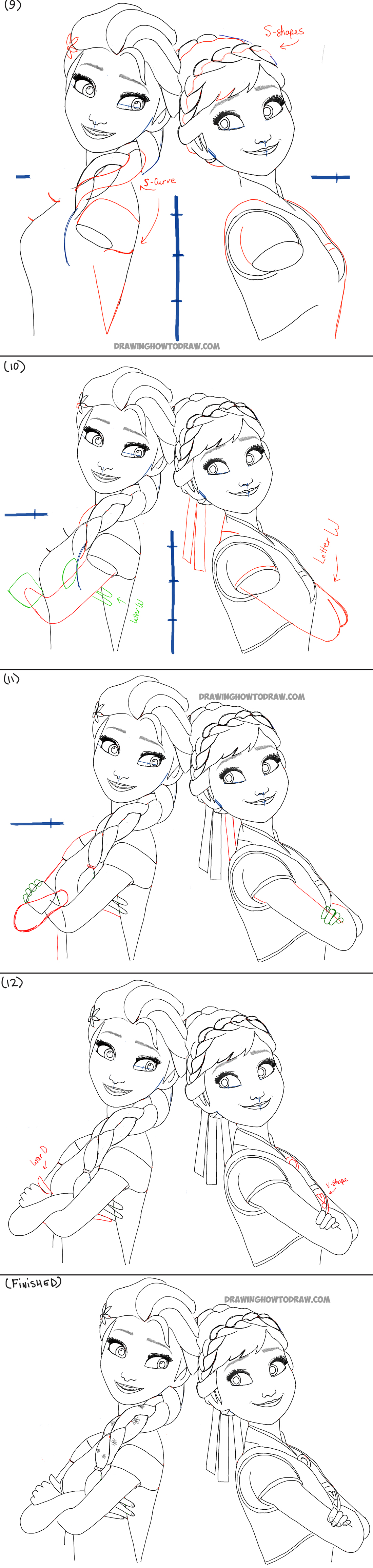 How to Draw Anna and Elsa from Disney's Frozen Fever with Easy Steps ...