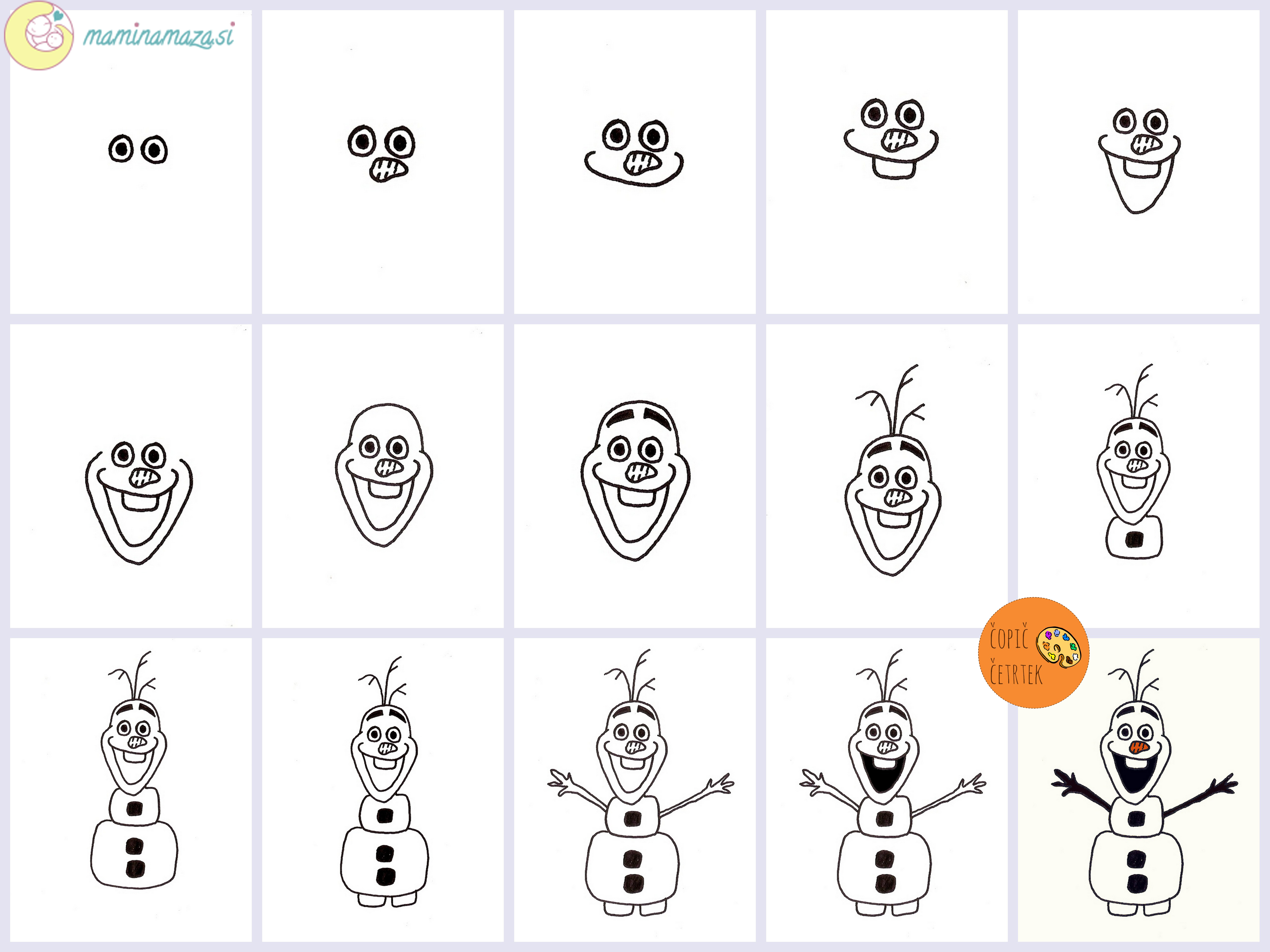 Olaf Drawing Step By Step How To Draw Chibi Olaf Or Baby Olaf From ...