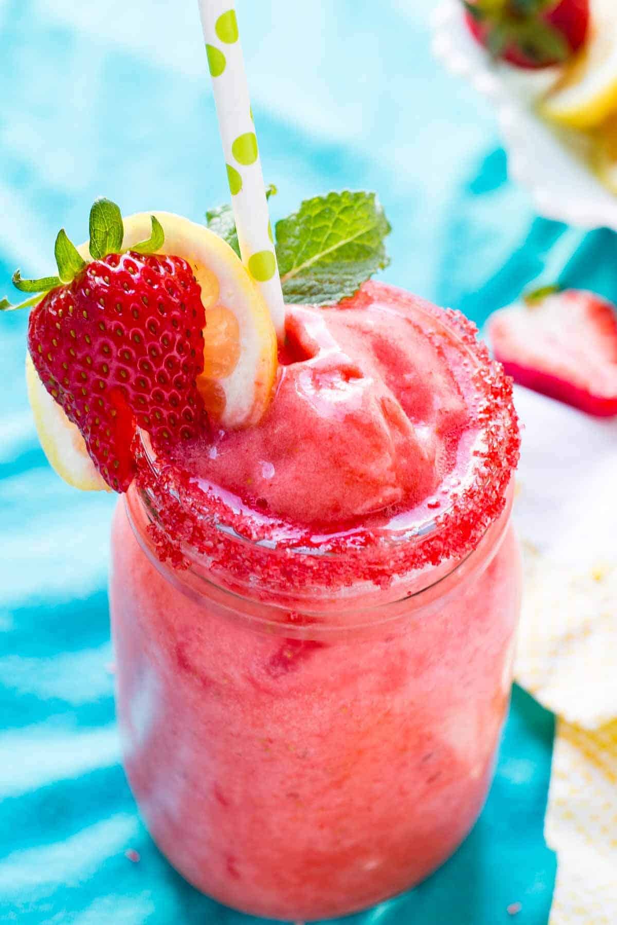 Frozen Strawberry Lemonade In 2 Minutes - Oh Sweet Basil