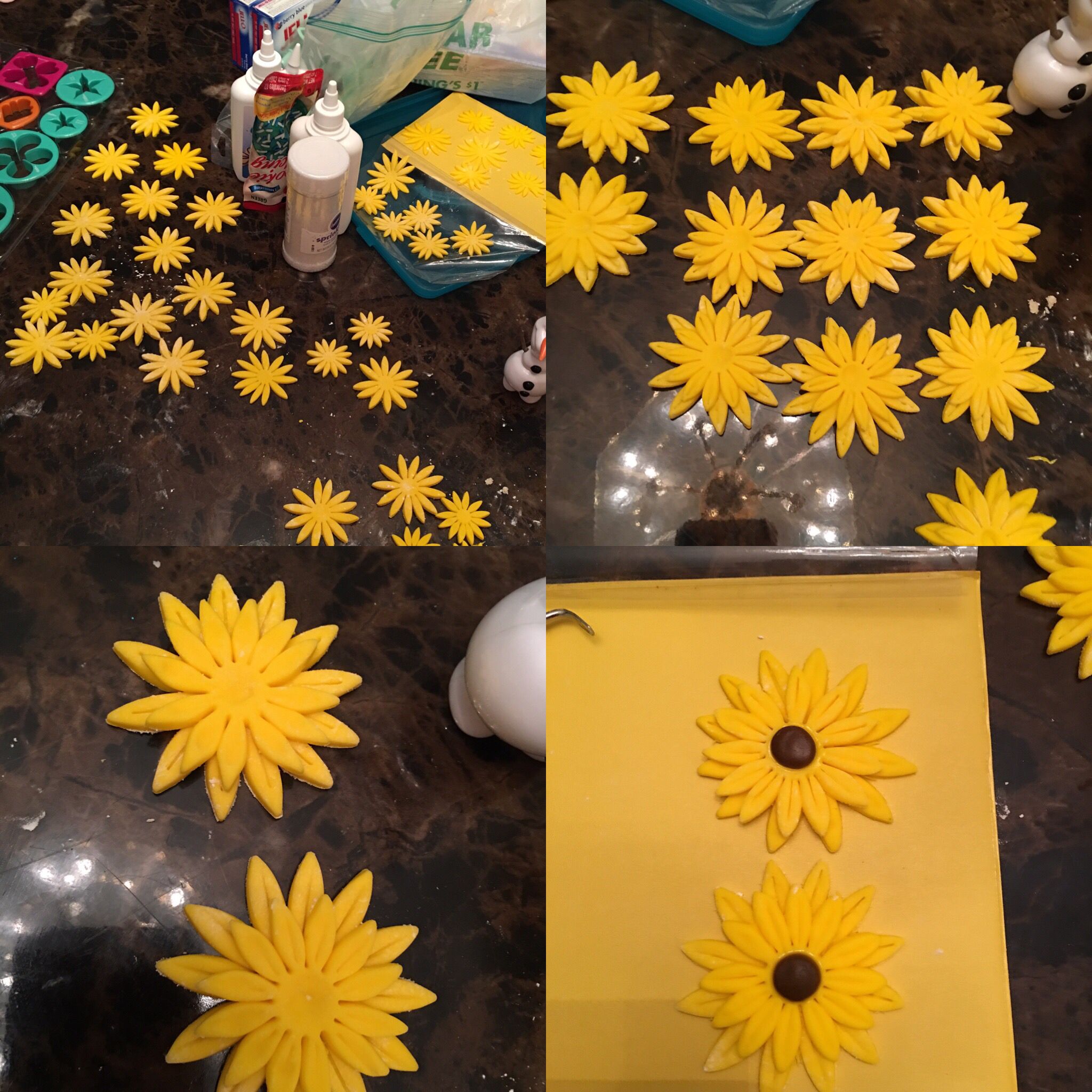 Fondant sunflowers for Frozen fever cake | Frozen fever | Pinterest ...