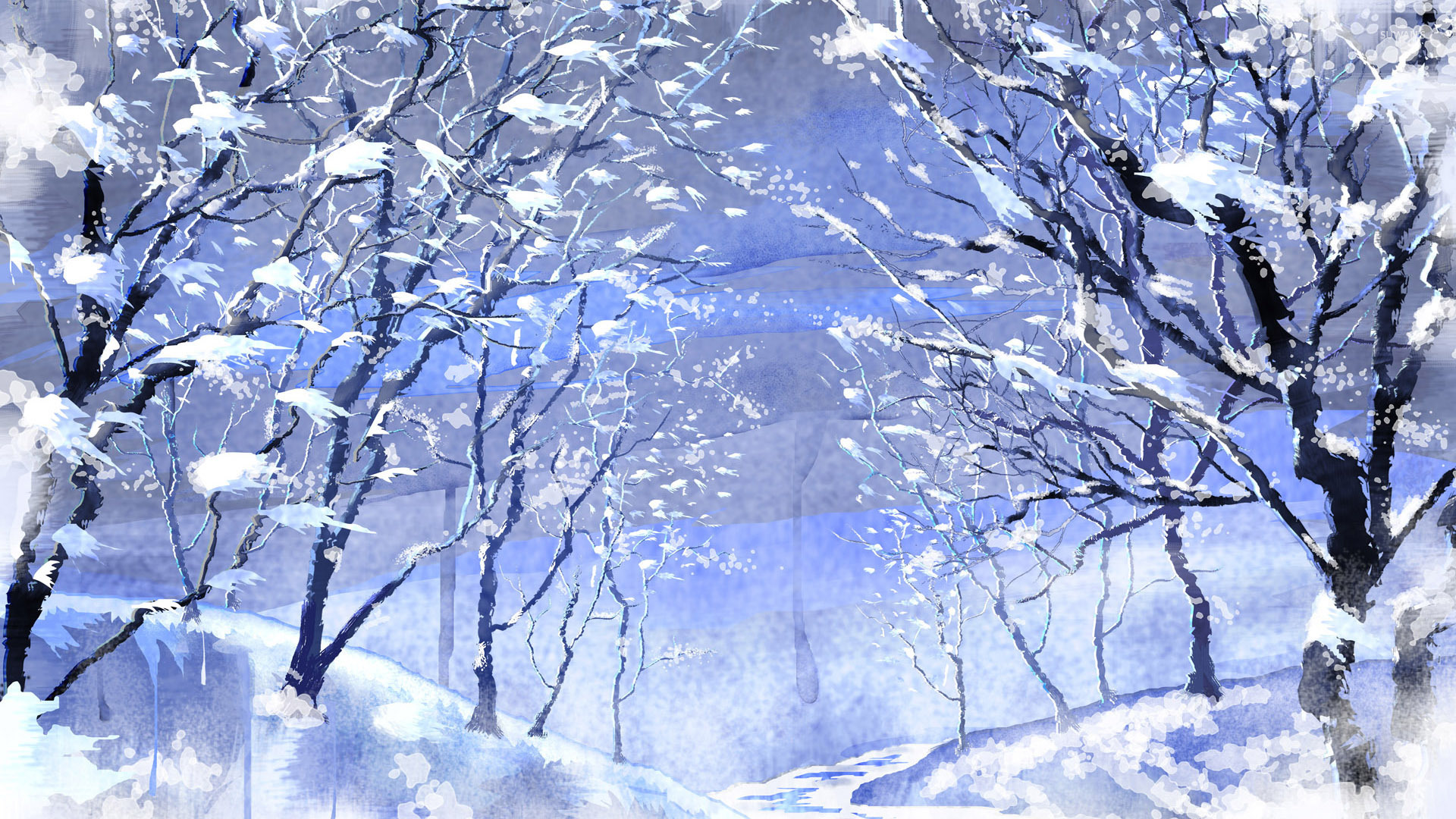 Path through the frozen trees wallpaper - Digital Art wallpapers ...