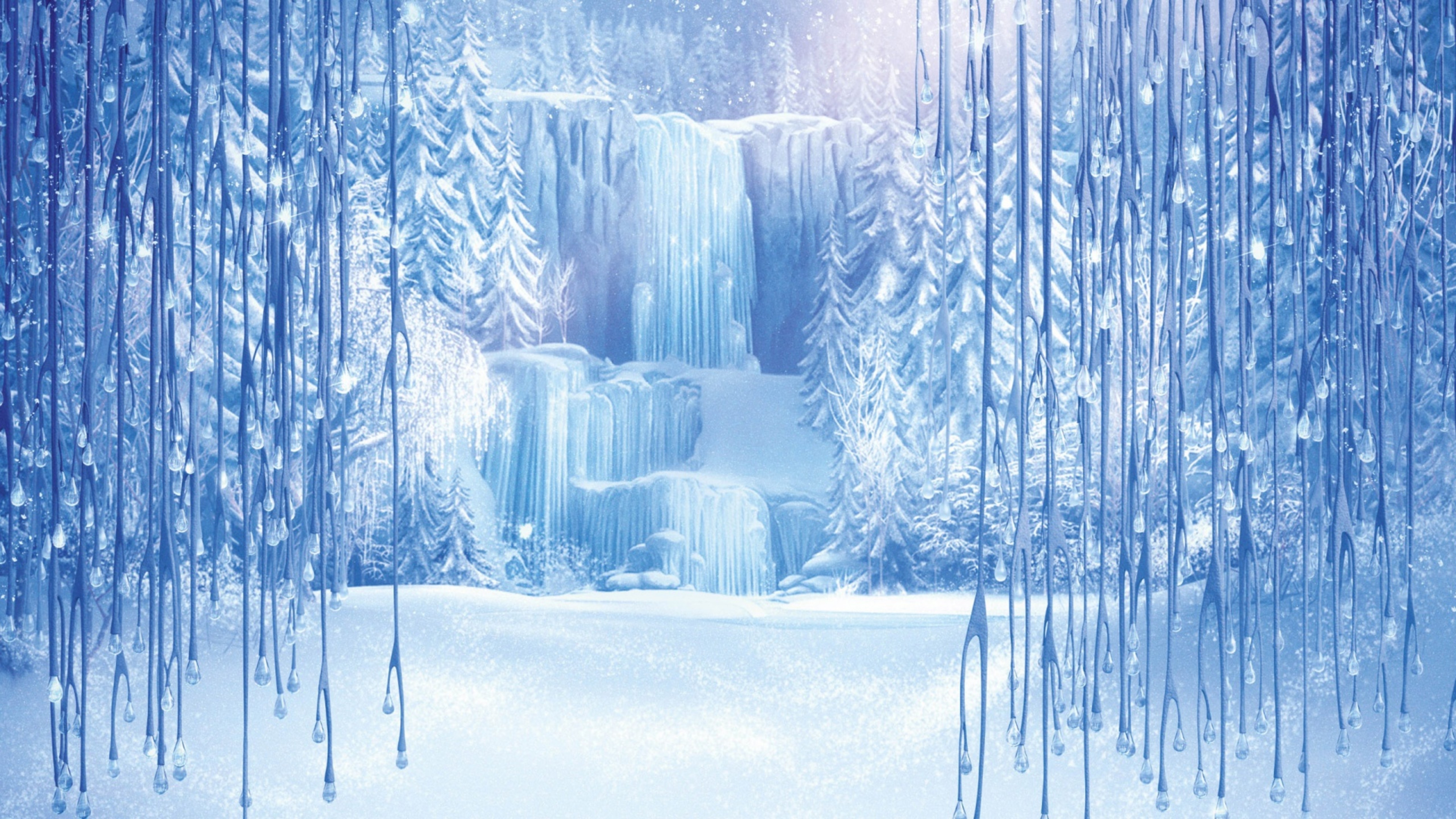 Frozen curtain - magic winter season Wallpaper Download 5120x2880