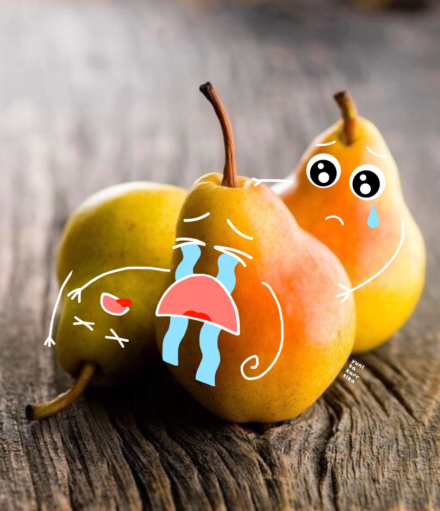 pear #fruit #cartoon #face #sad #yellow #tears Picture from ...